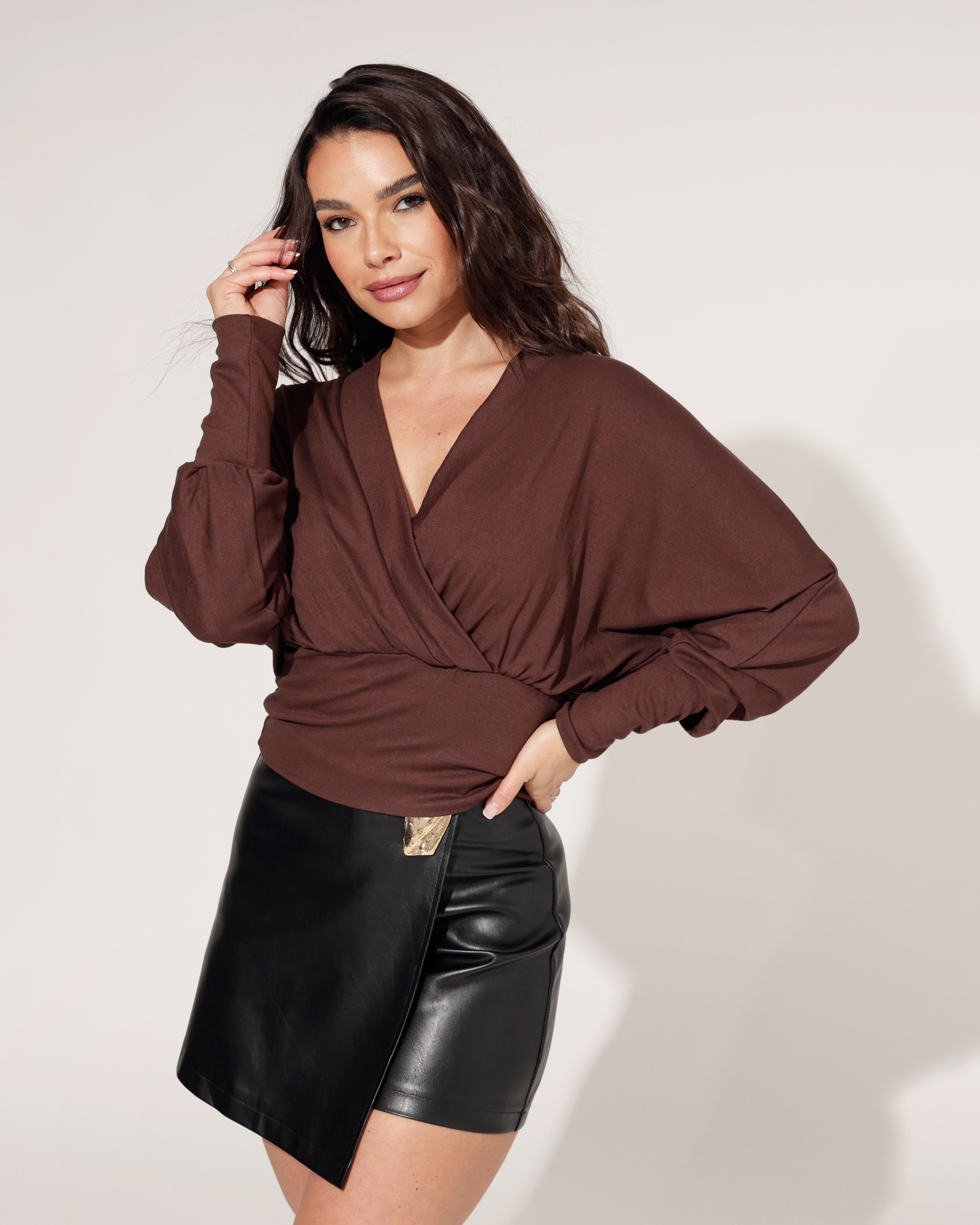 Leatherlook skort Felice Zwart