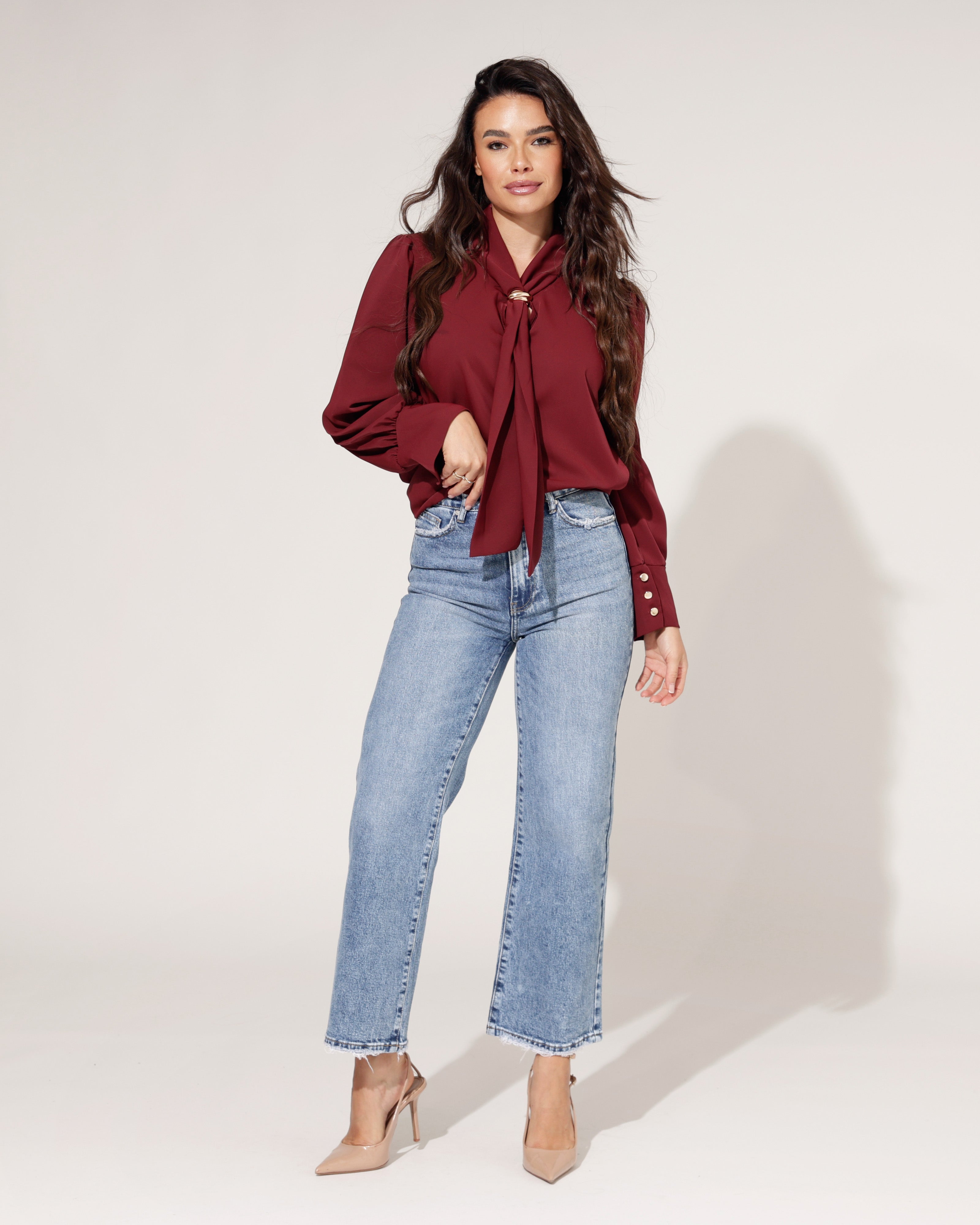 Queen Hearts | Wide leg, Straight jeans Miles-1 Blauw
