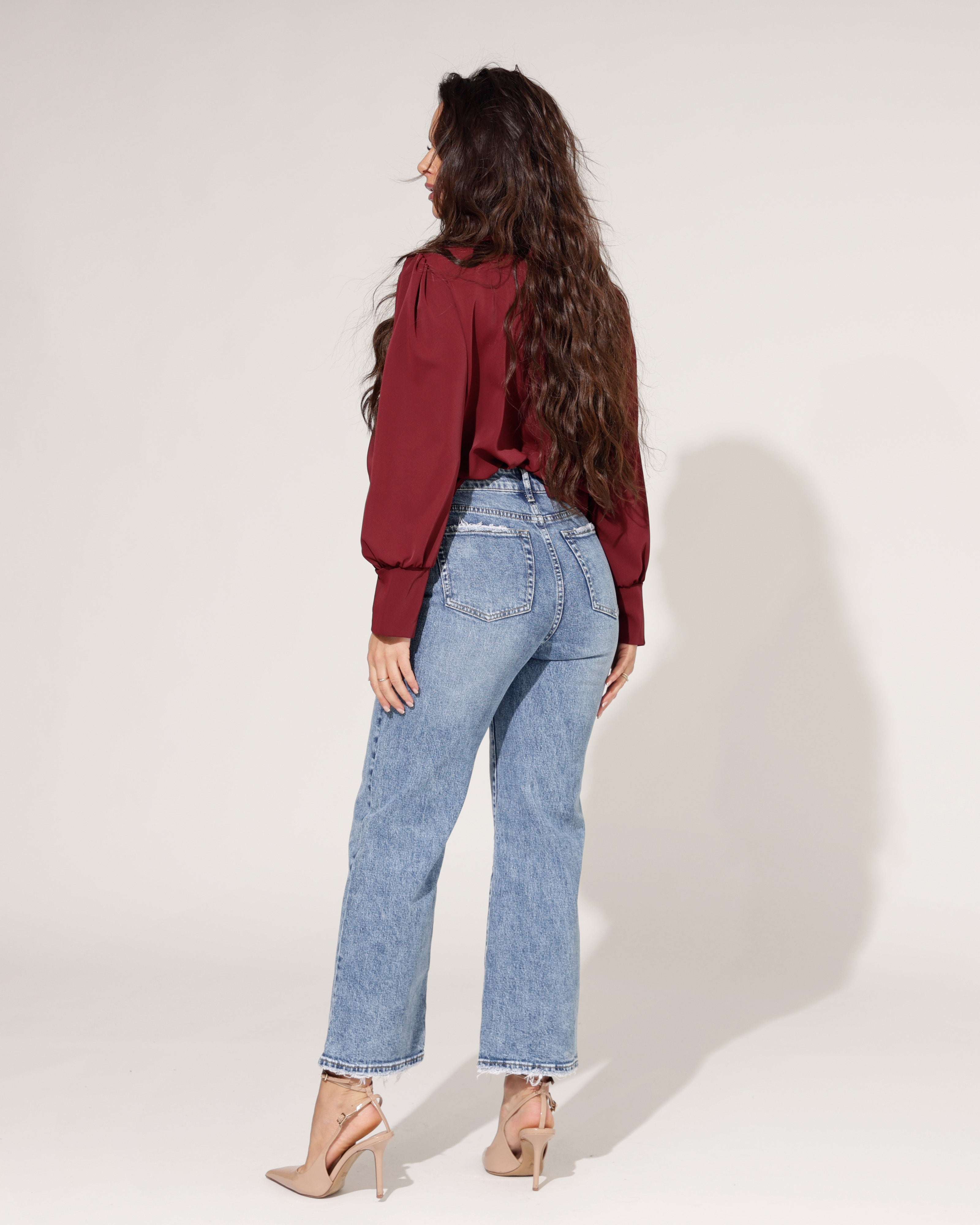 Queen Hearts | Wide leg, Straight jeans Miles-1 Blauw