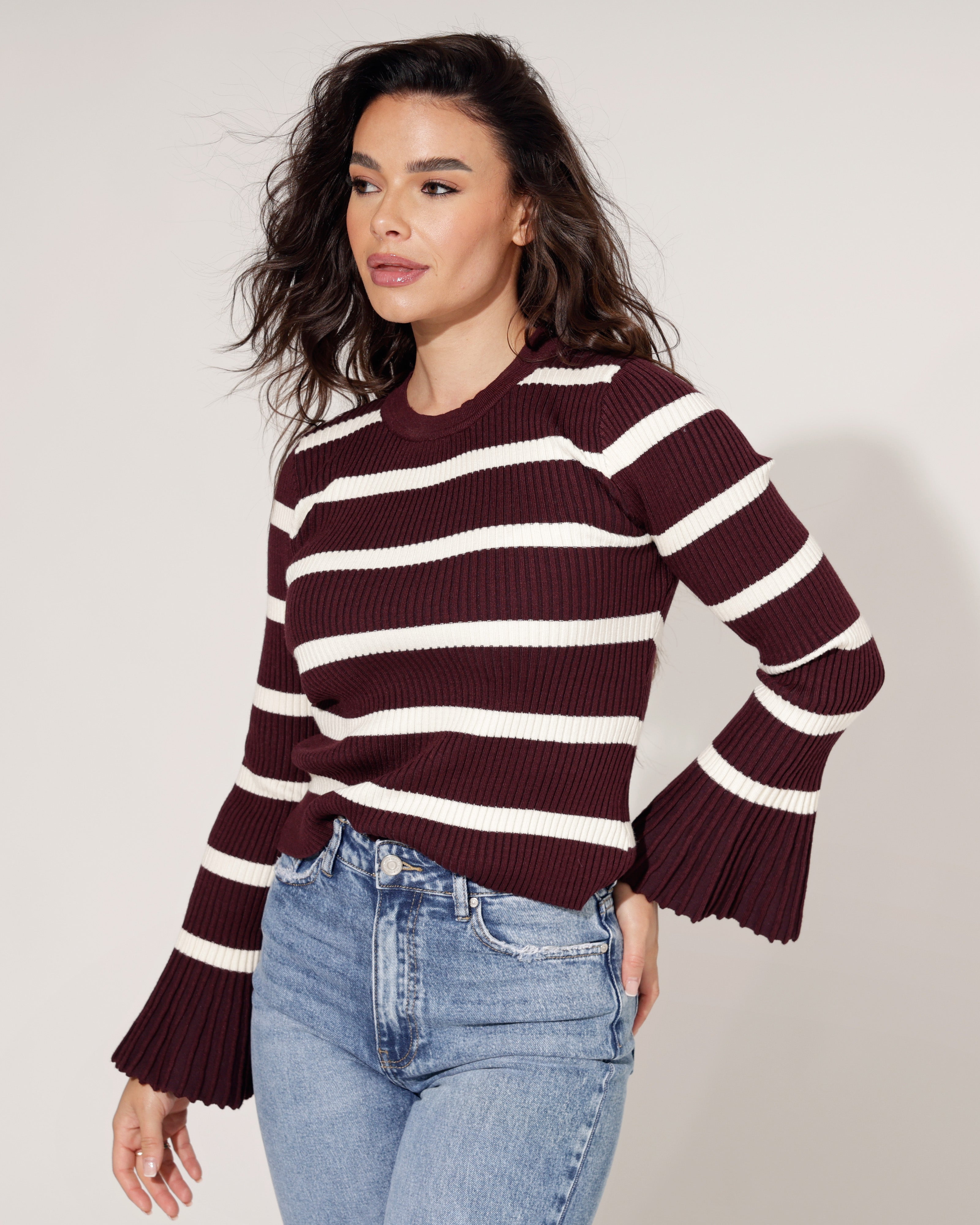 Gestreepte top Lucey Bordeaux