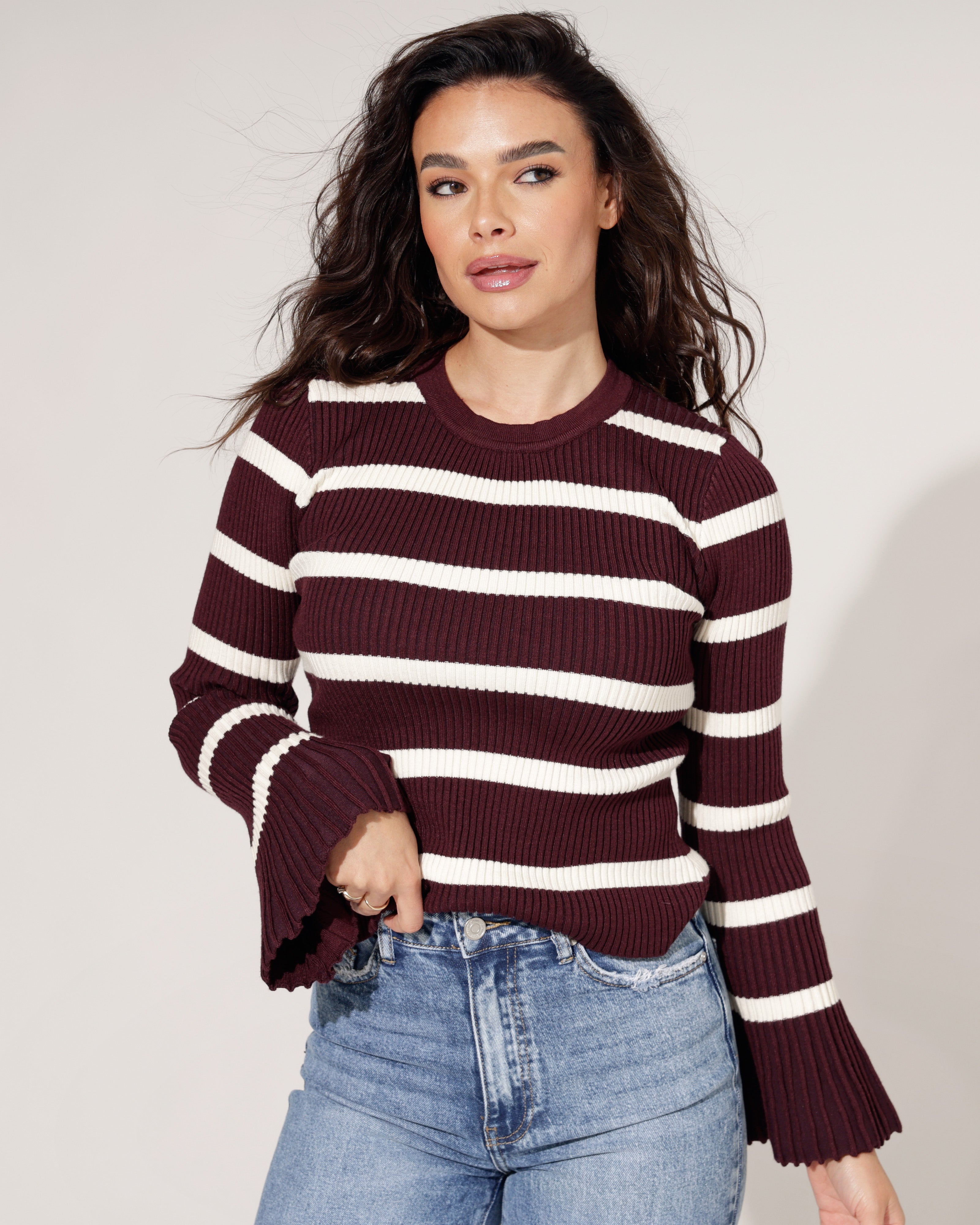 Gestreepte top Lucey Bordeaux