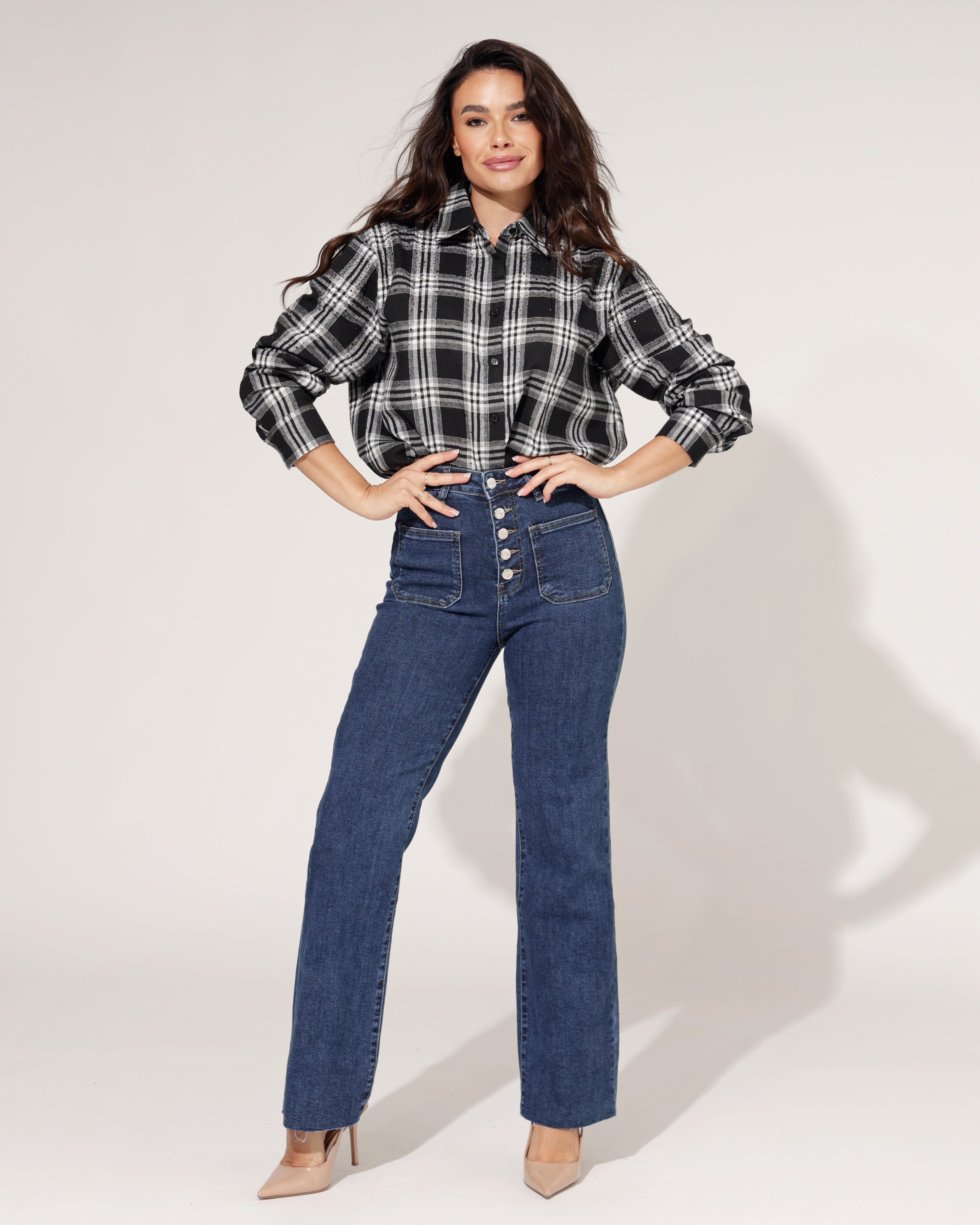 Folyrose | Wide leg jeans Iris-D Donkerblauw