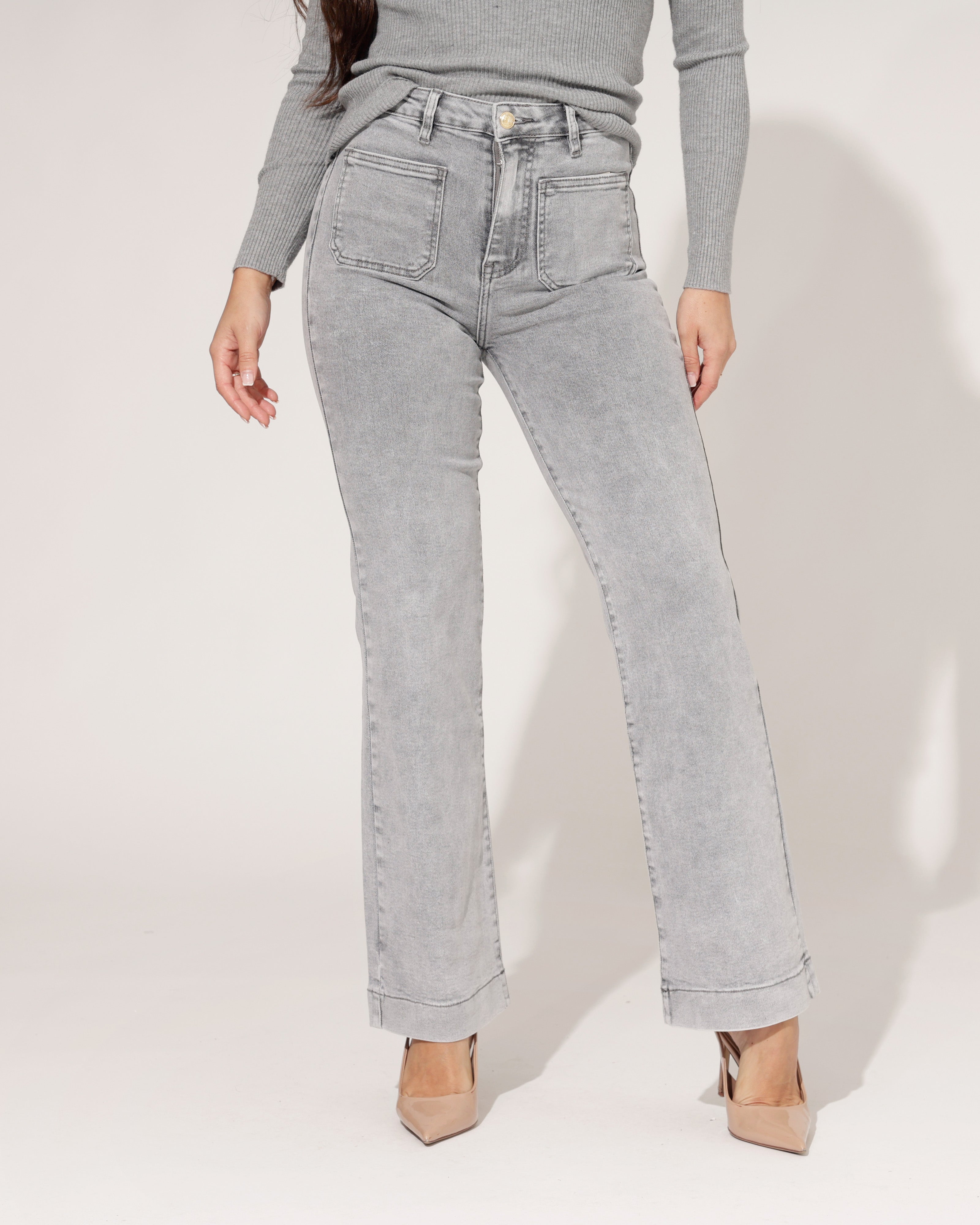 Folyrose | Wide leg jeans Jana-S Grijs