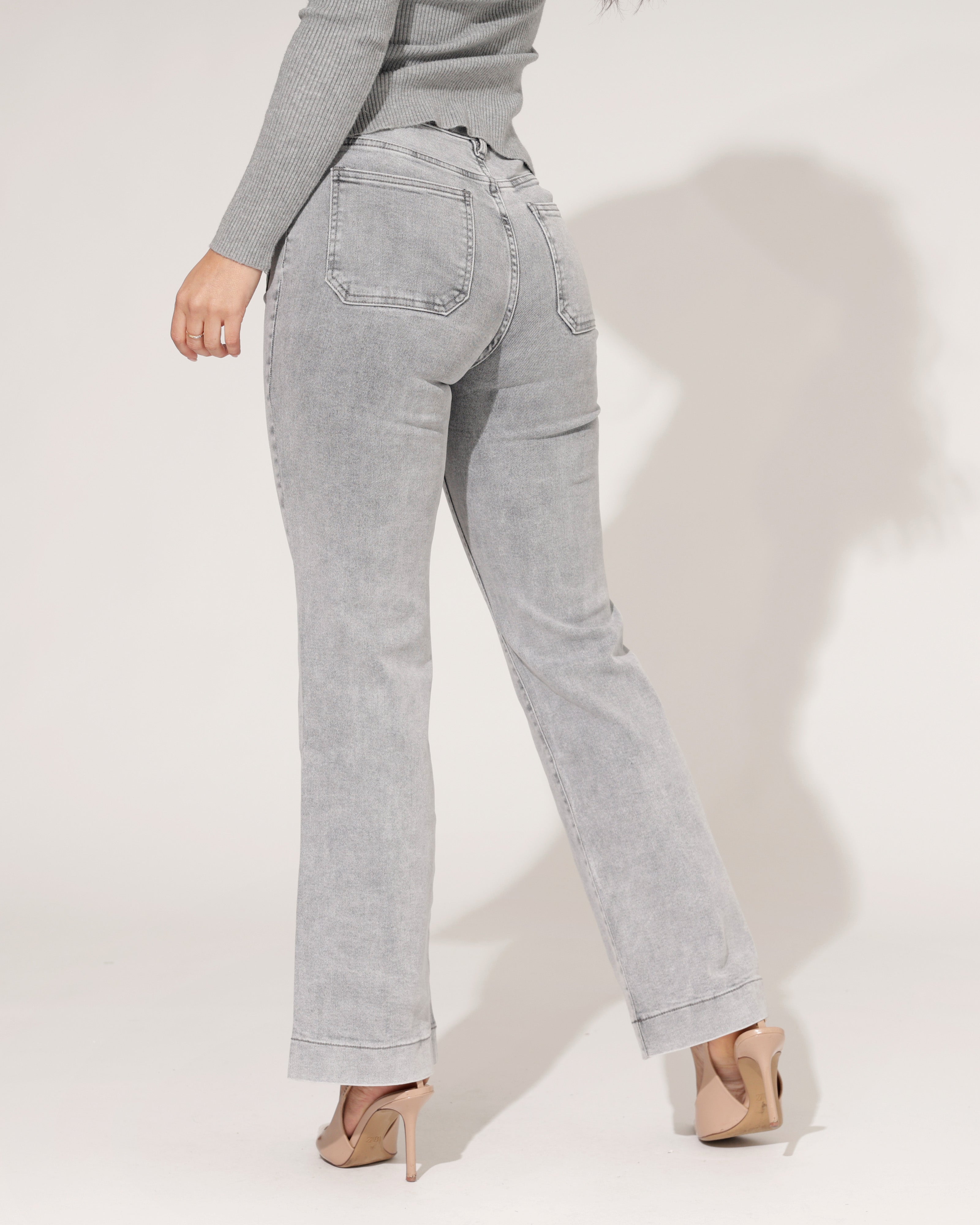 Folyrose | Wide leg jeans Jana-S Grijs