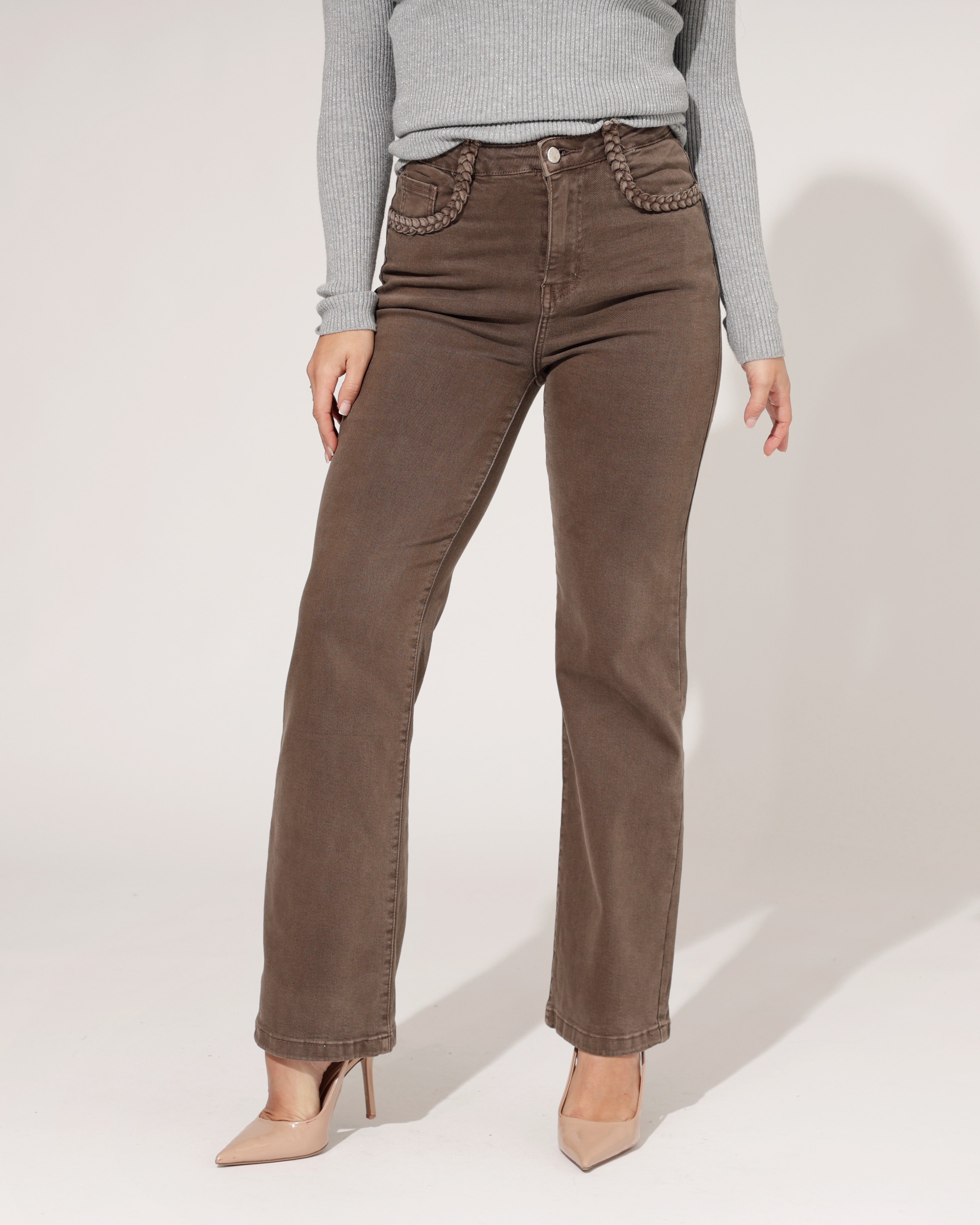 Folyrose | Wide leg jeans Sofia-I3 Bruin