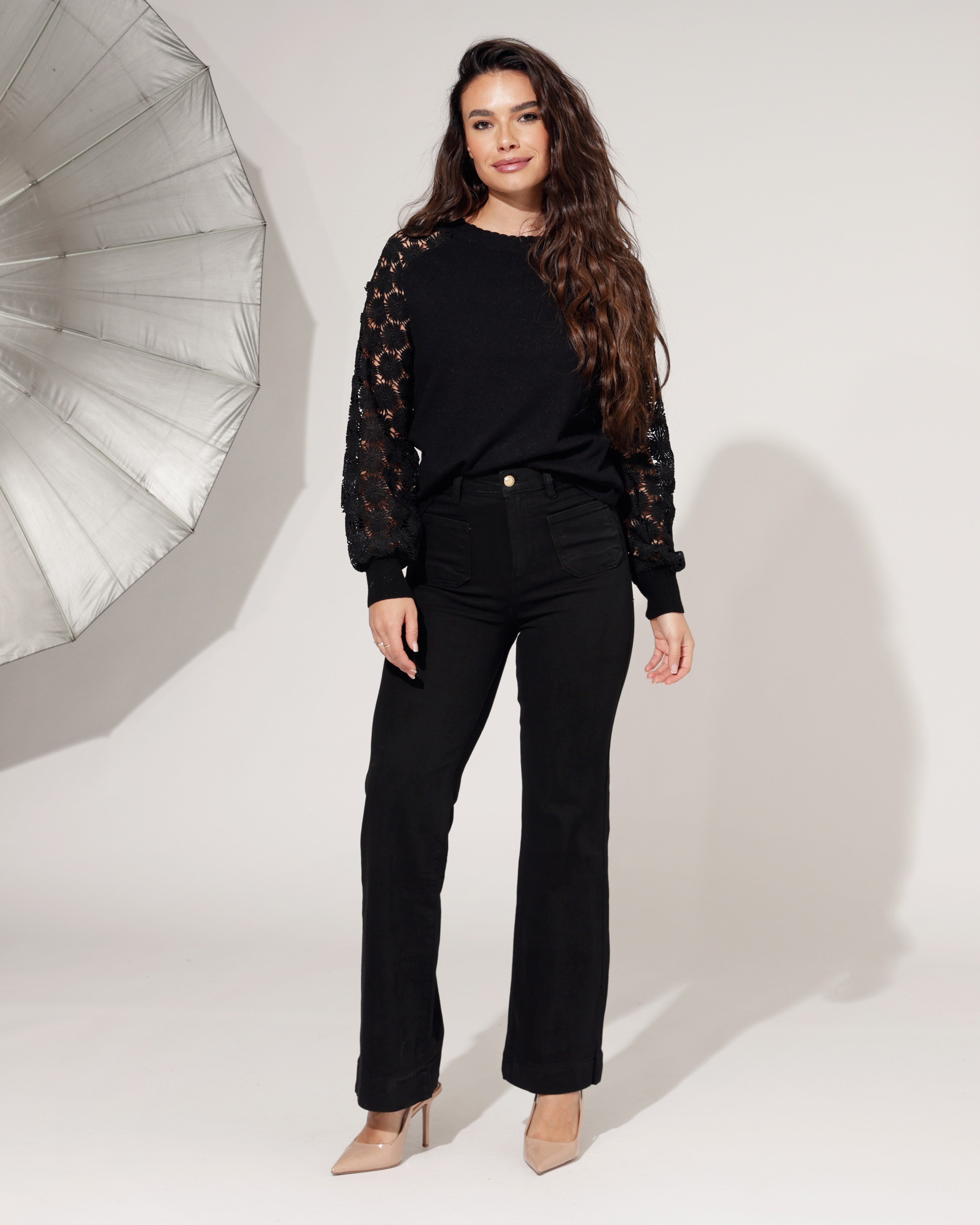 Folyrose | Wide leg jeans Jana-A Zwart