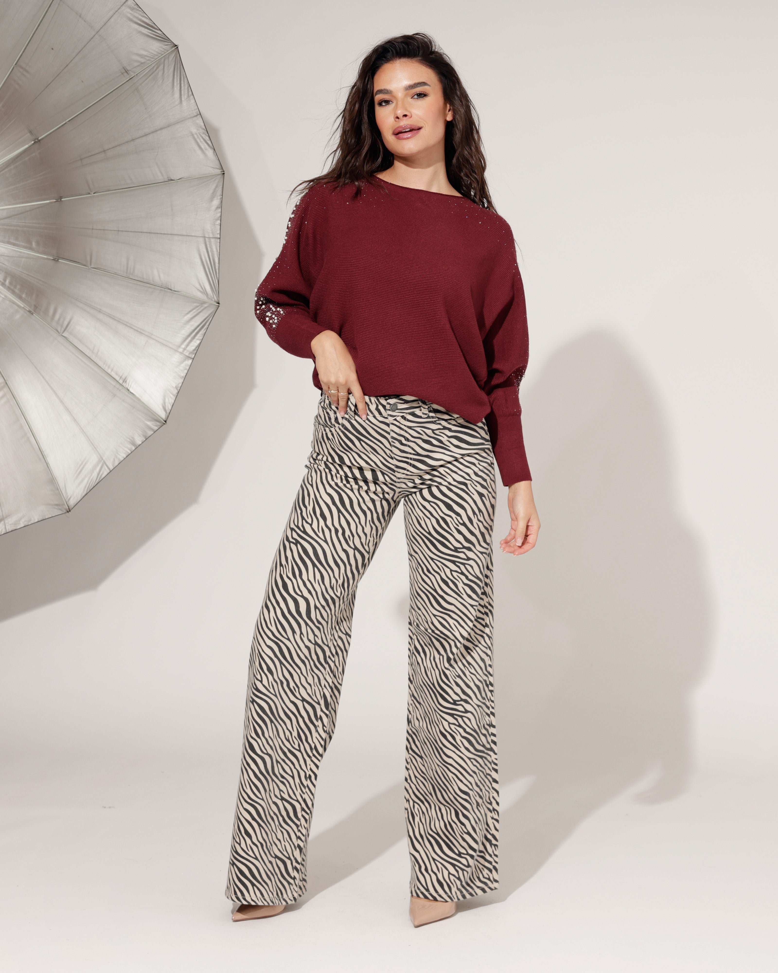 Toxik | Wide leg jeans Zinzi Beige