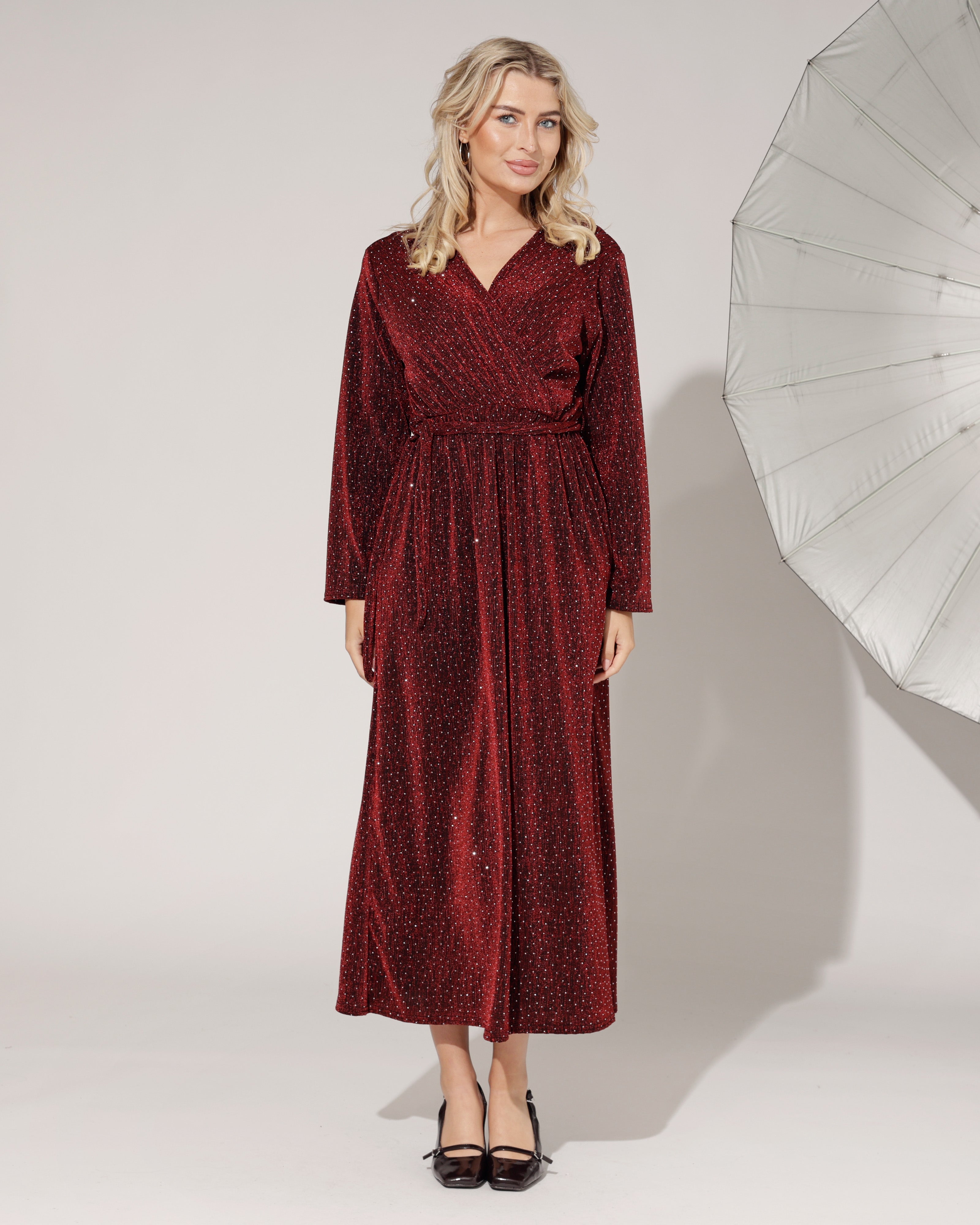 Lange glitter jurk Jonny Rood