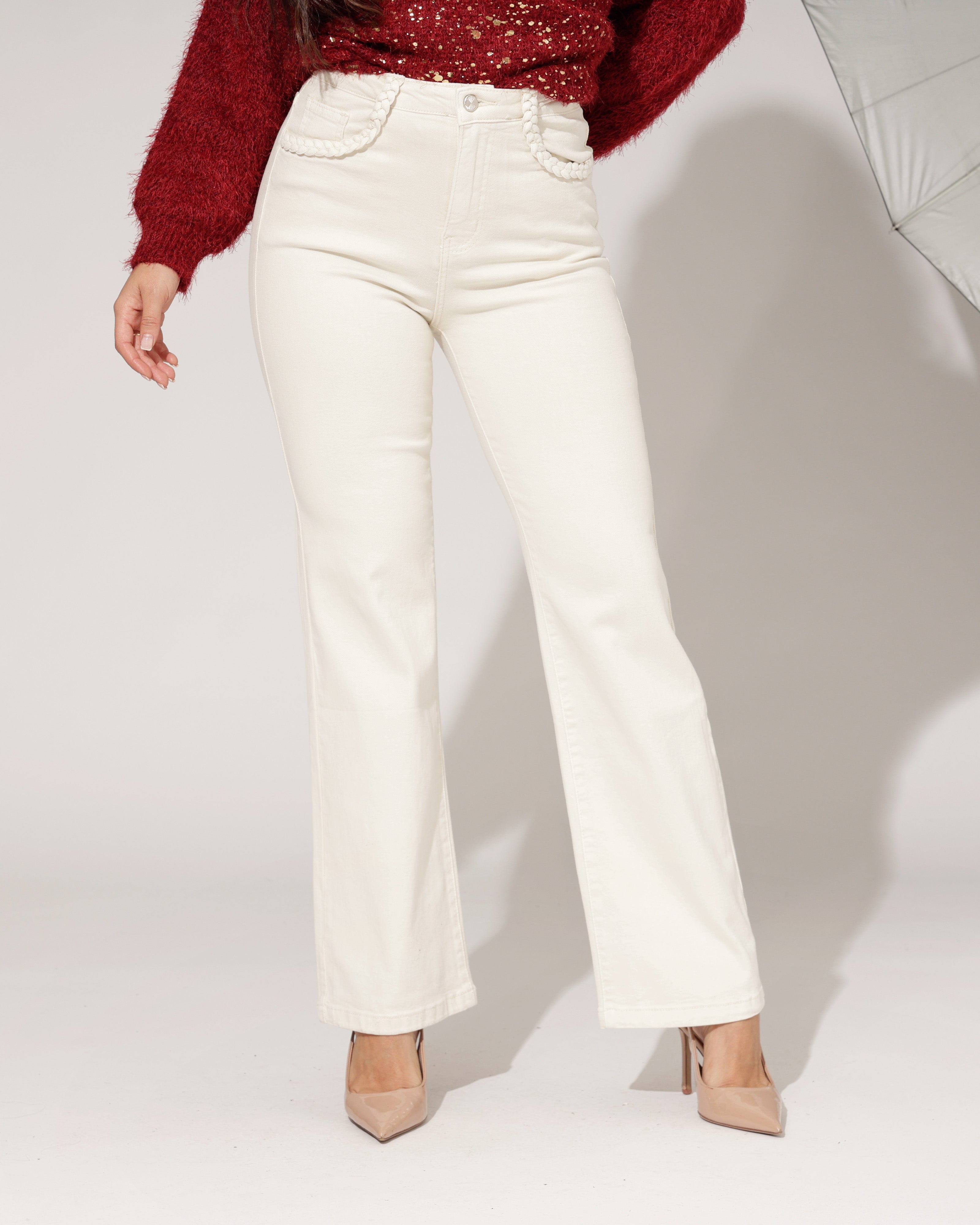 Folyrose | Wide leg jeans Sofia-C Beige