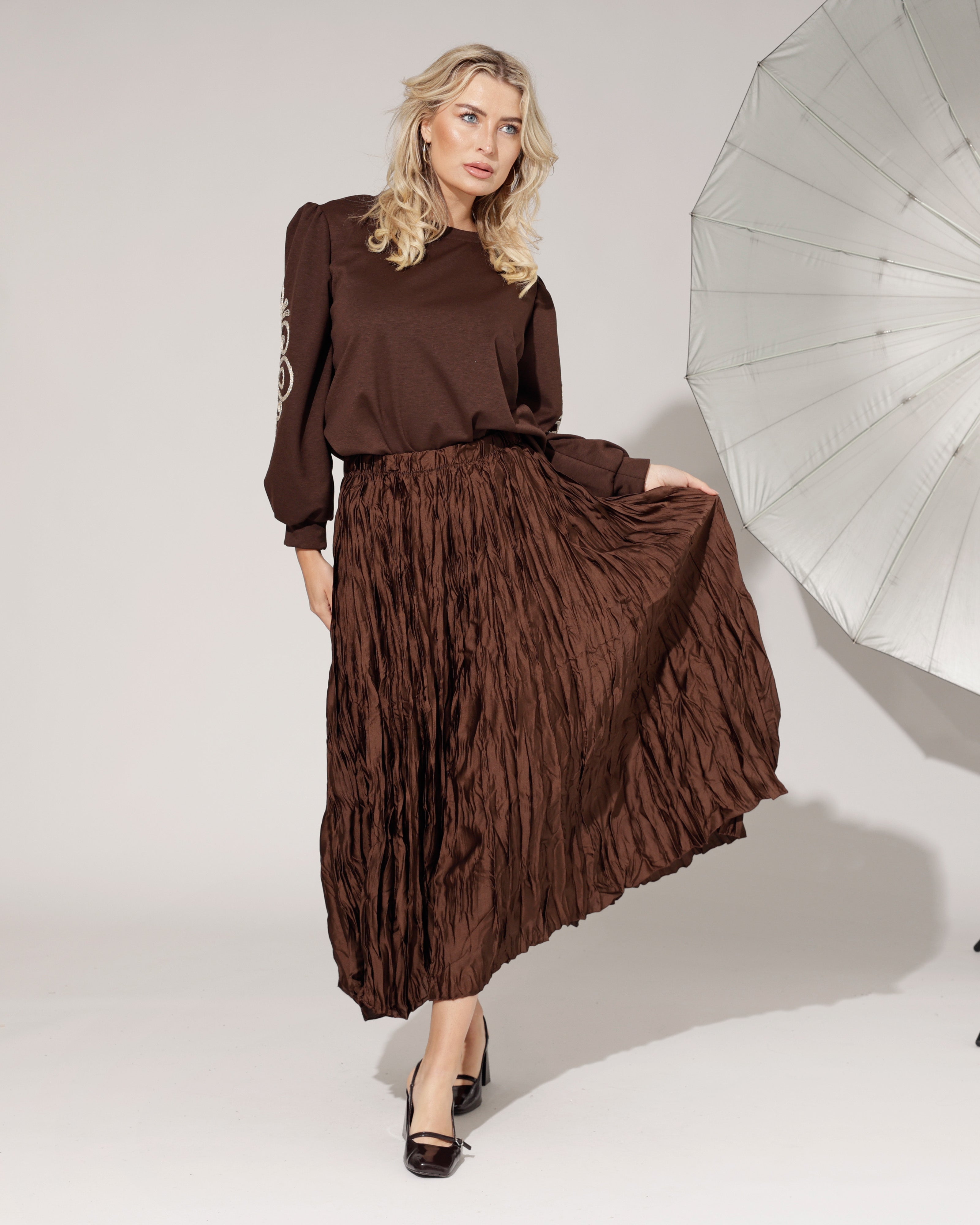 Lange rok Teddie Donkerbruin