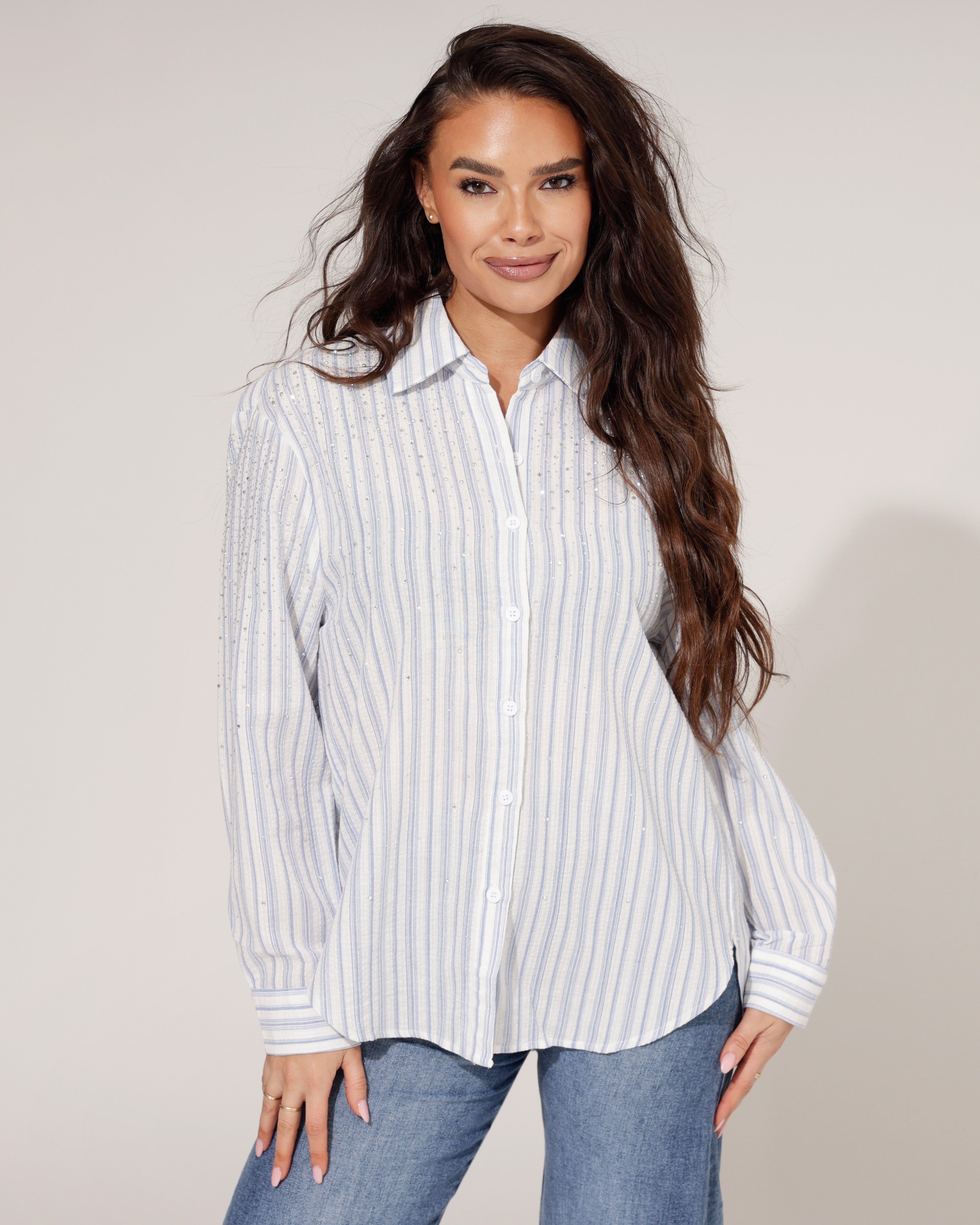 Gestreepte blouse Lina Wit/ Blauw