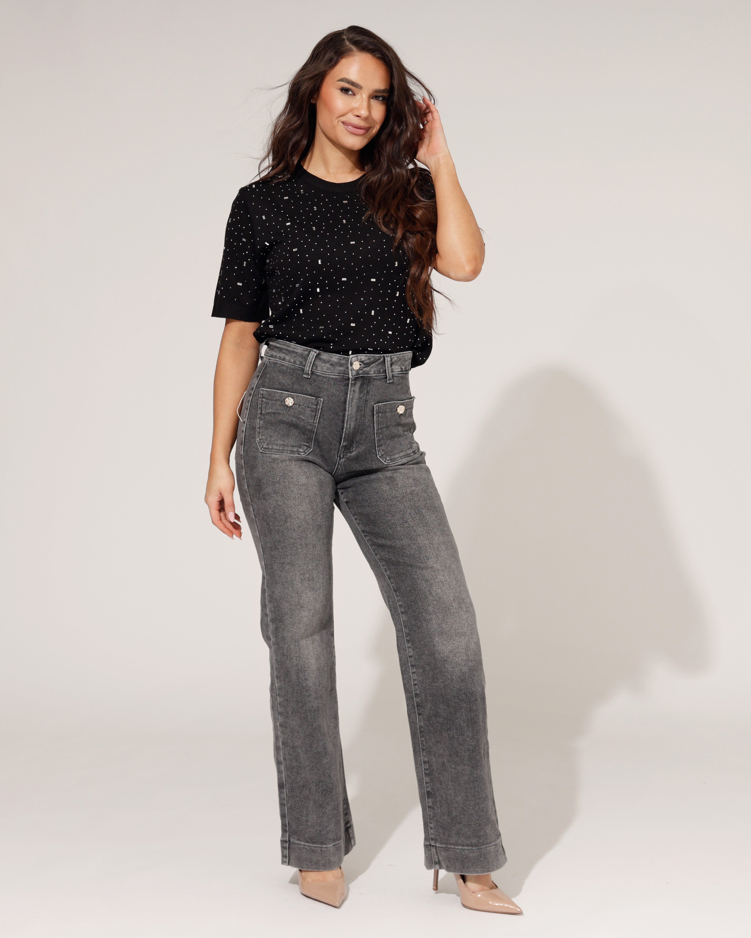 Redseventy | Wide leg jeans Belle-11 Grijs