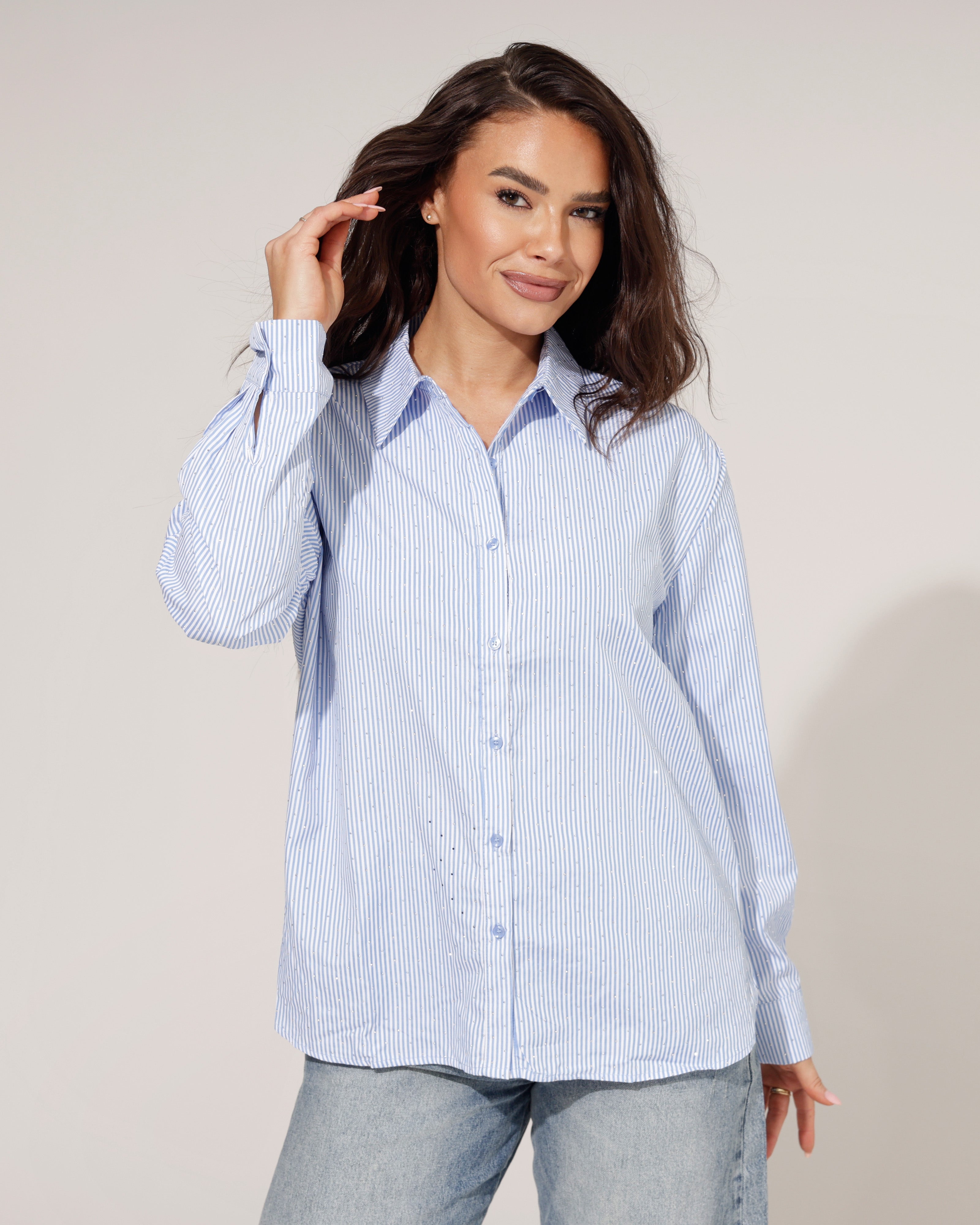 Gestreepte Blouse Selice Lichtblauw