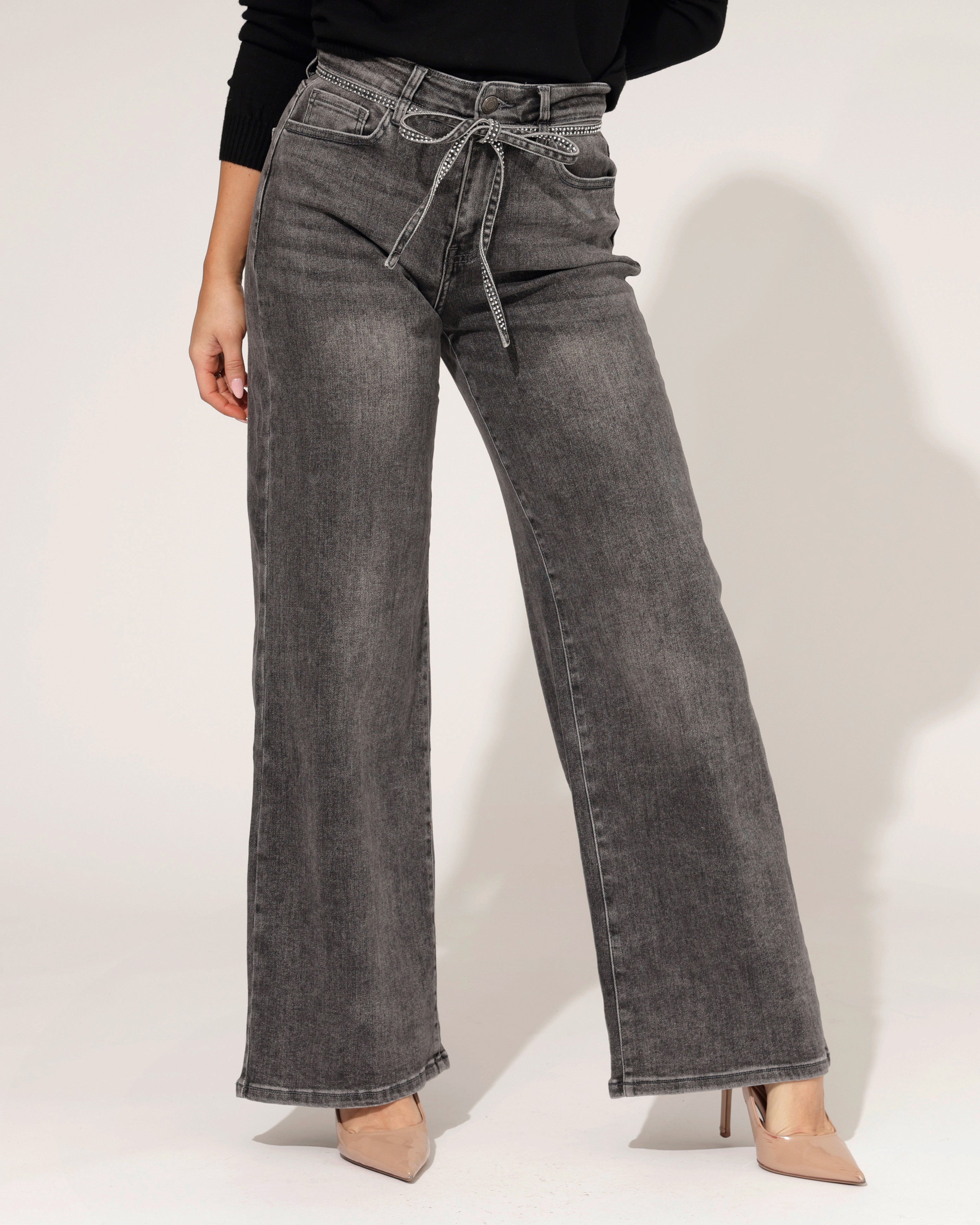 Redseventy | Wide leg jeans Sadaya-11 Grijs