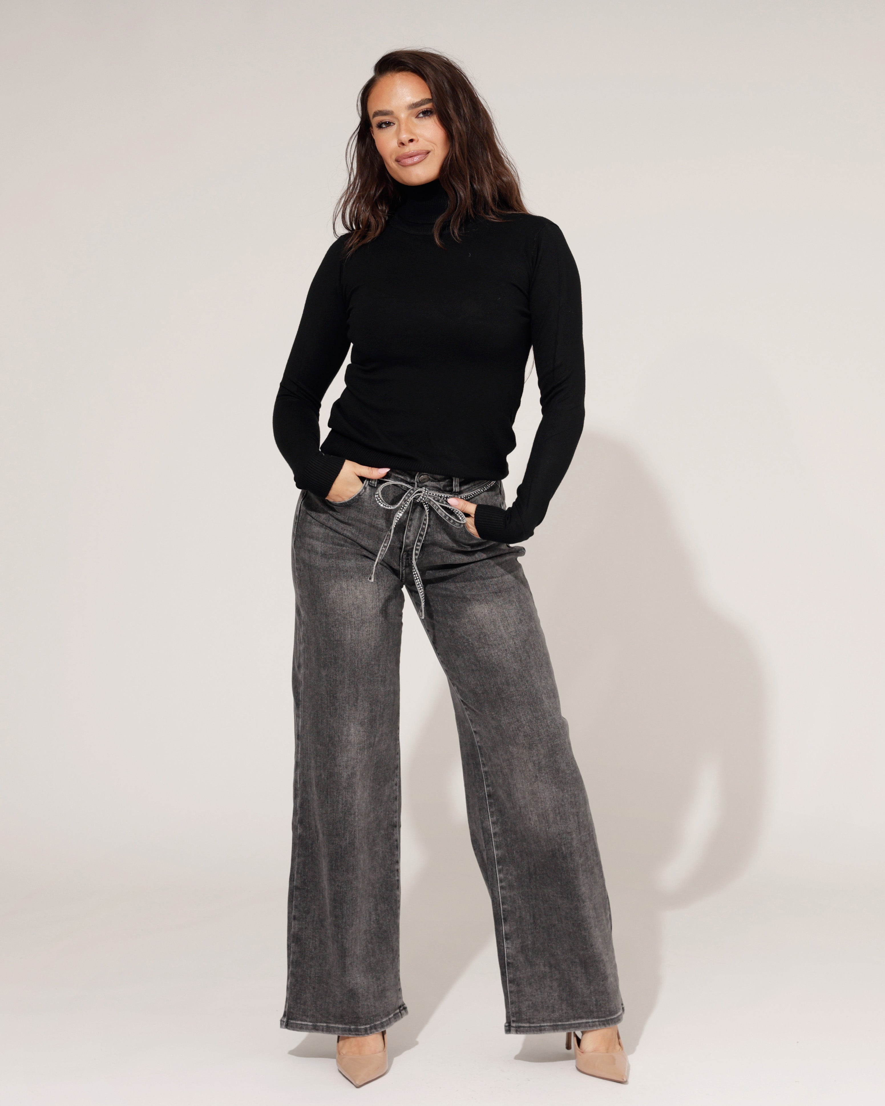 Redseventy | Wide leg jeans Sadaya-11 Grijs