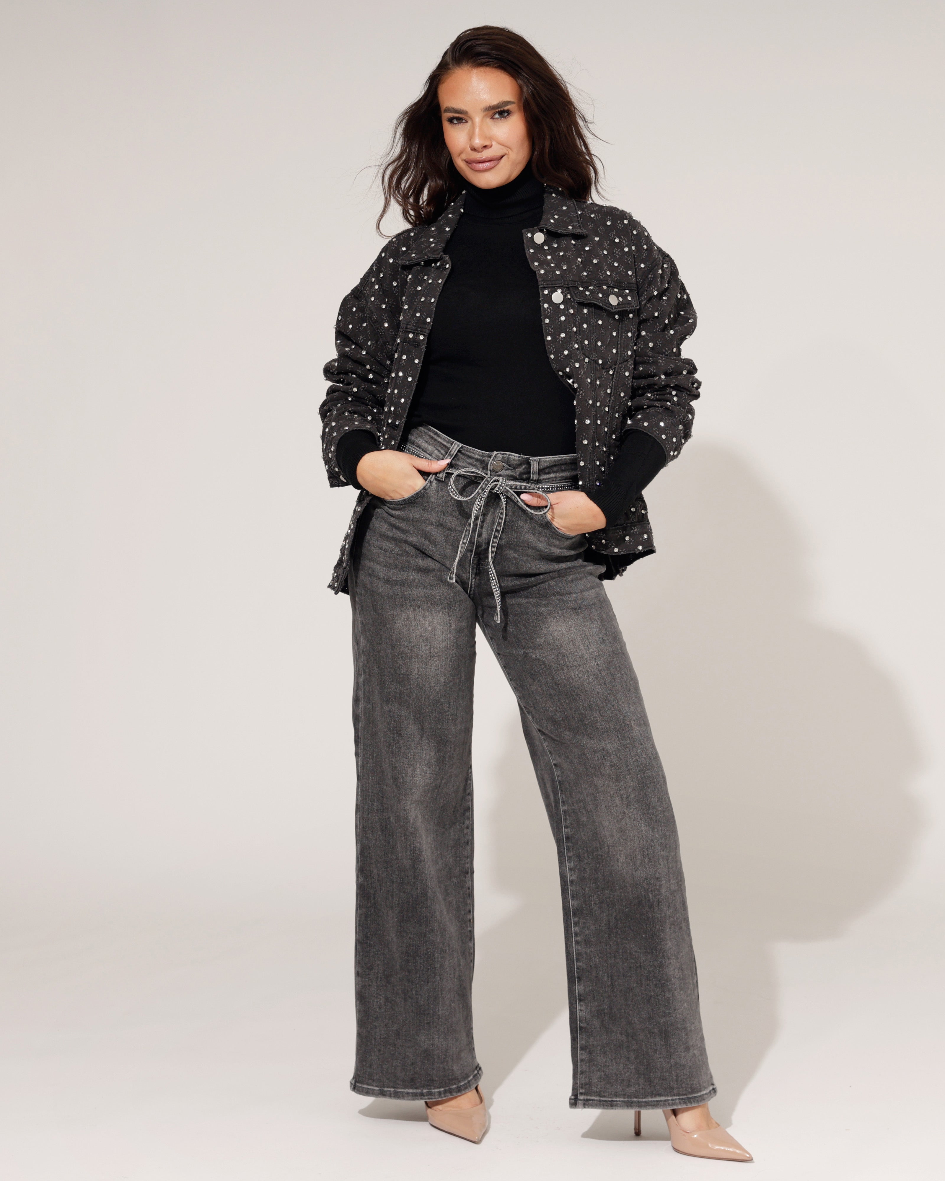 Redseventy | Wide leg jeans Sadaya-11 Grijs