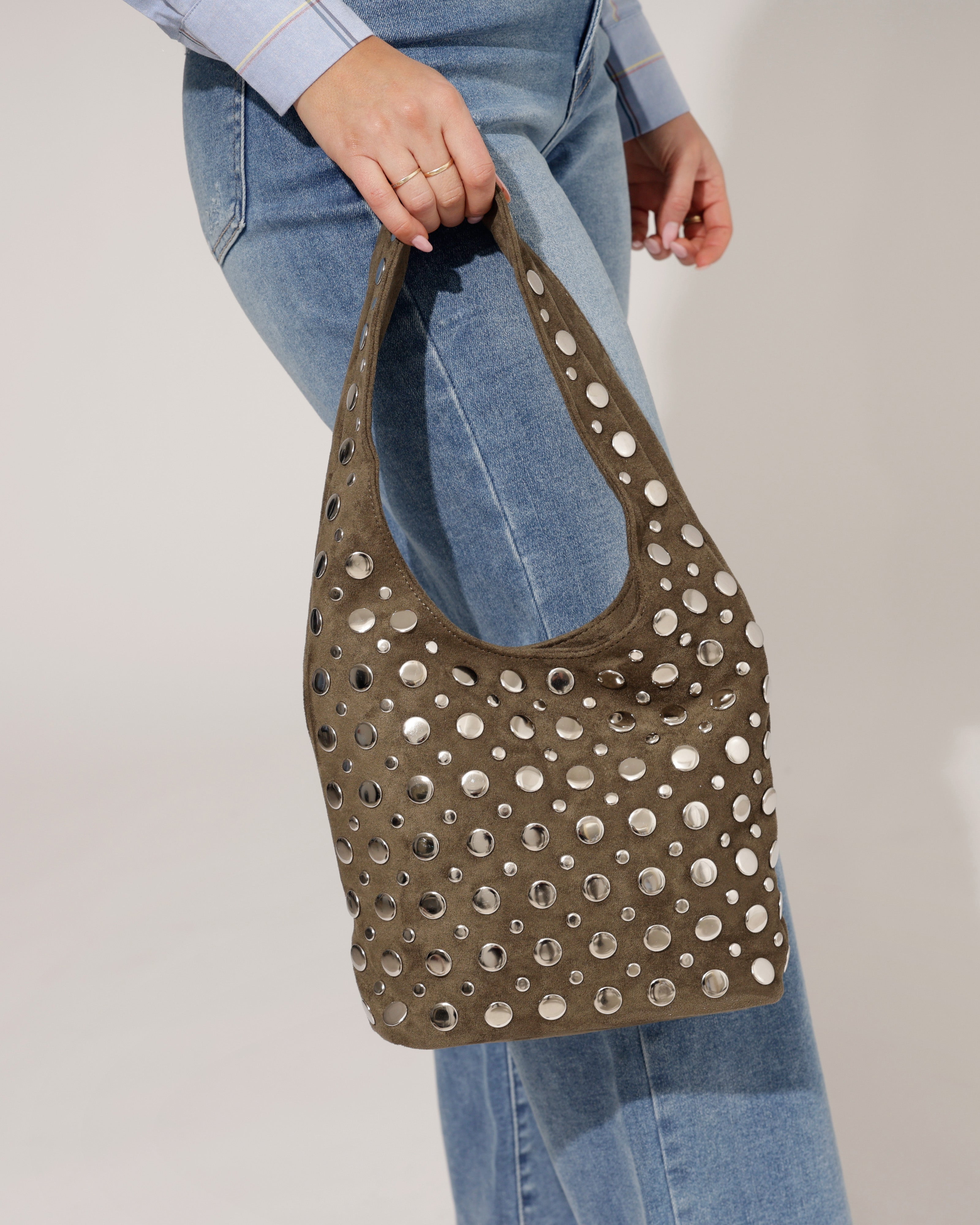 Suede-look tas Nelaya Donkergroen