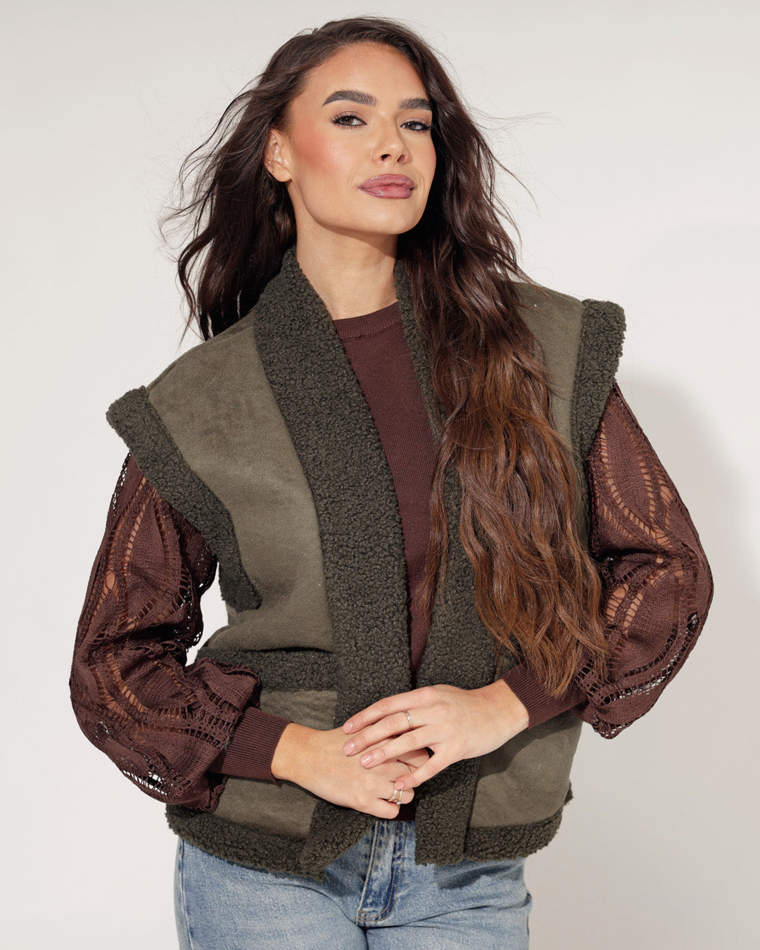 Bontgilet Bibi Donkergroen