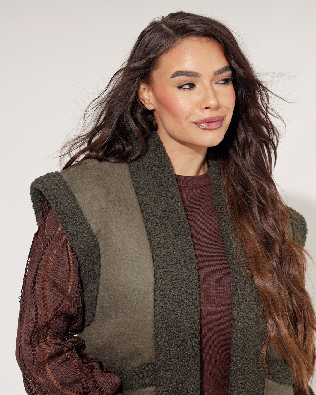 Bontgilet Bibi Donkergroen