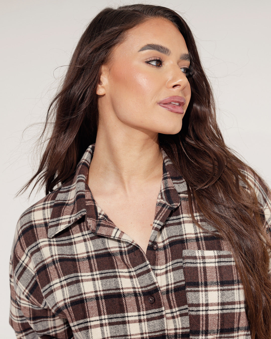 Geruite blouse Romy Donkerbruin