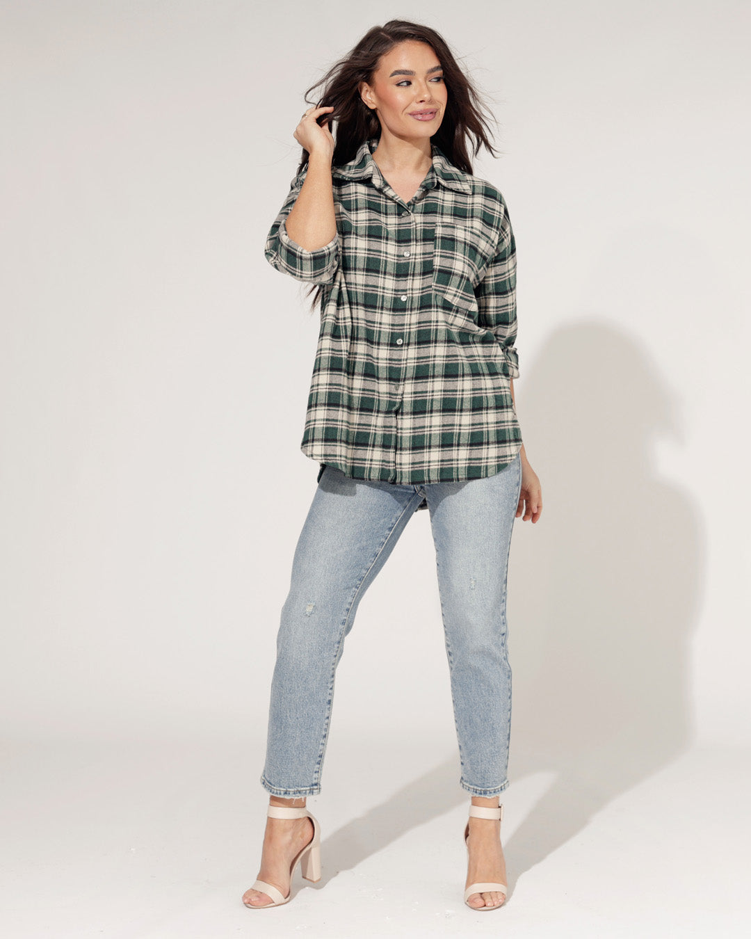 Geruite blouse Romy Groen