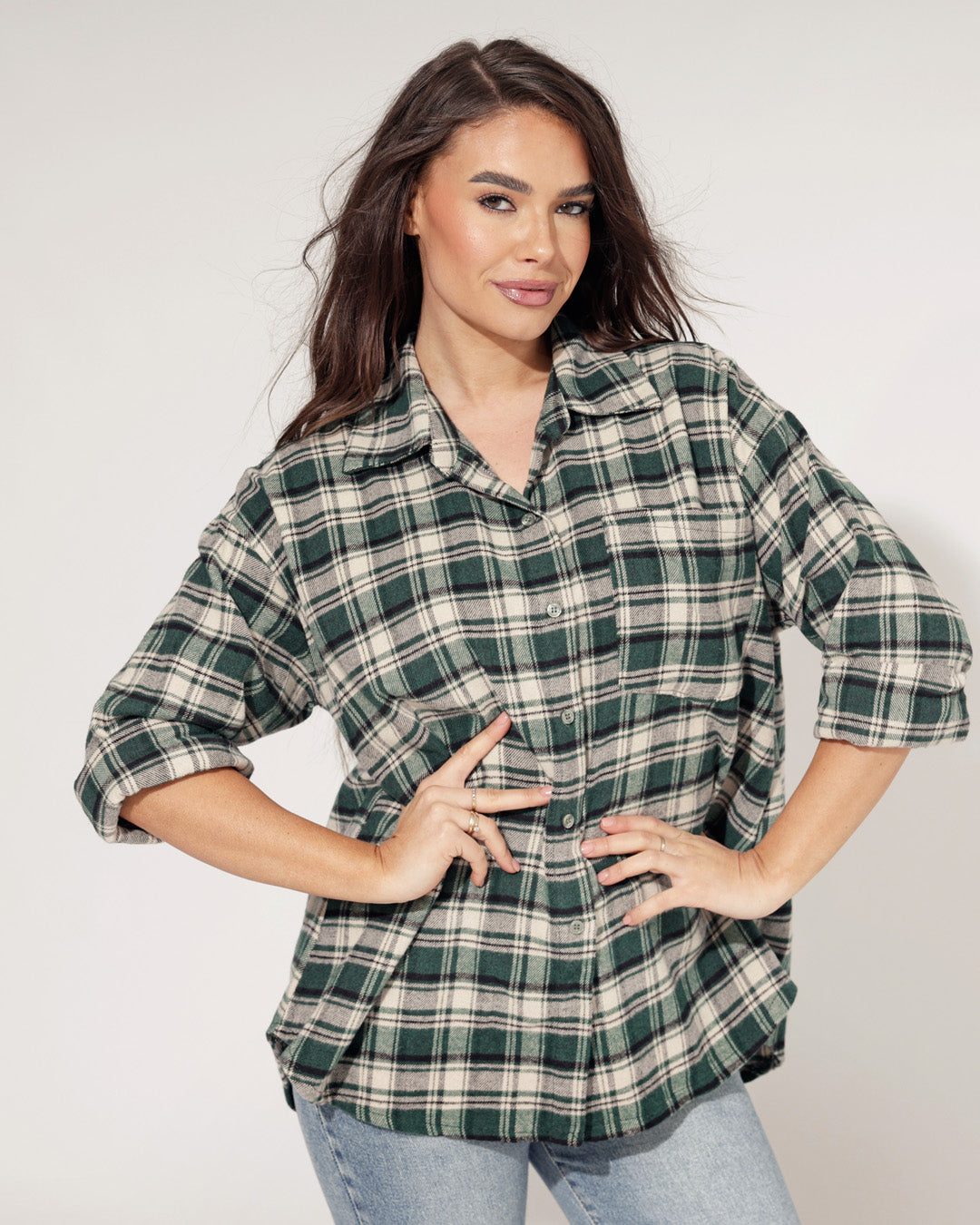 Geruite blouse Romy Groen