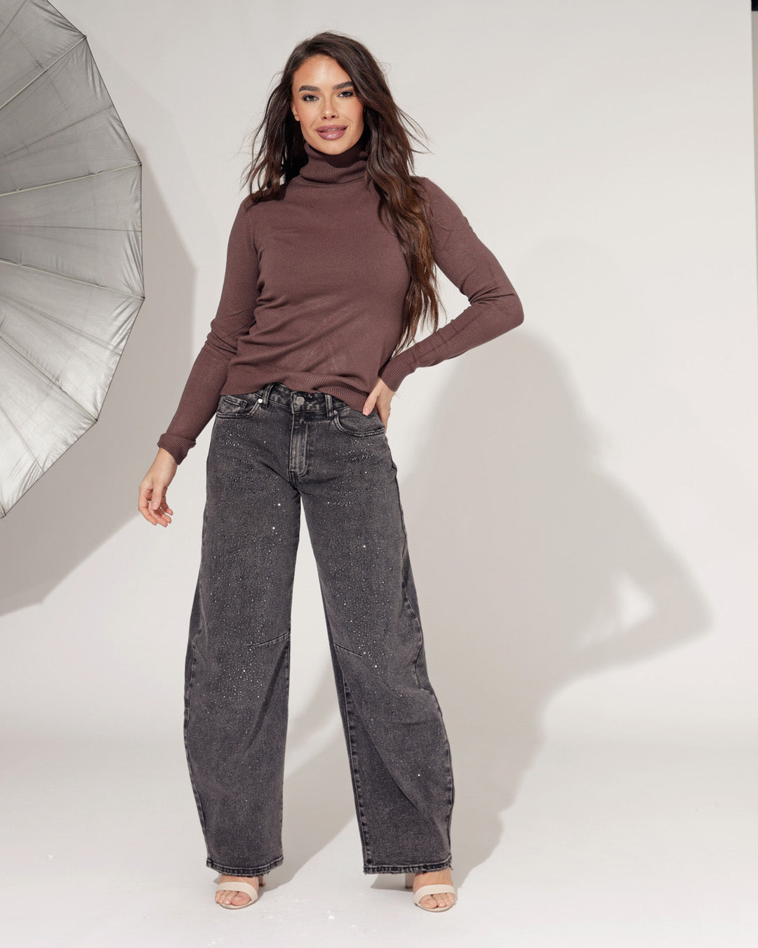 Queen Hearts | Barrel jeans Lovely Zwart