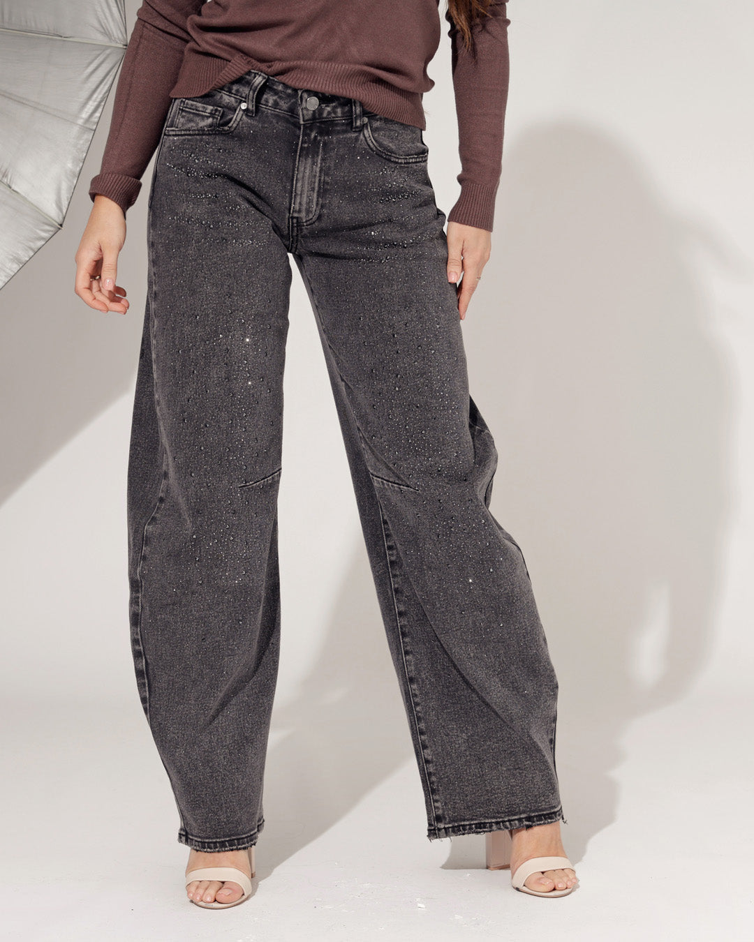 Queen Hearts | Barrel jeans Lovely Zwart