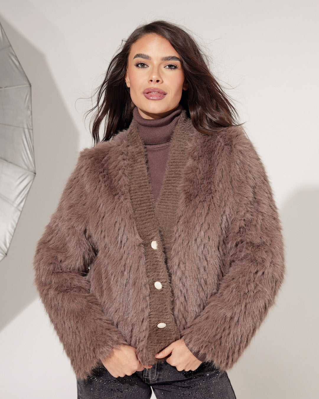 Fake fur jas Isla Bruin