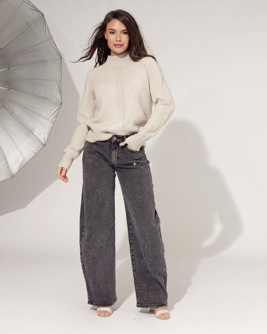 Queen Hearts | Barrel jeans Lovely Zwart