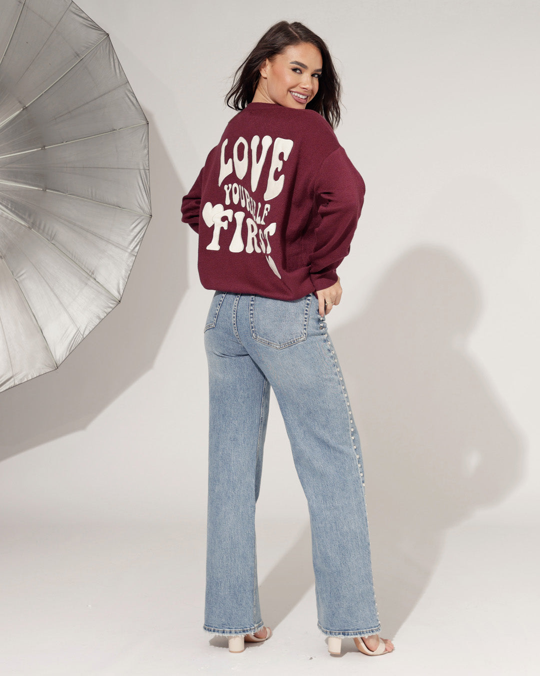 Trui Love Yourself Bordeaux