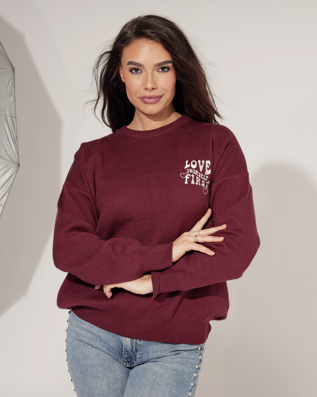 Trui Love Yourself Bordeaux