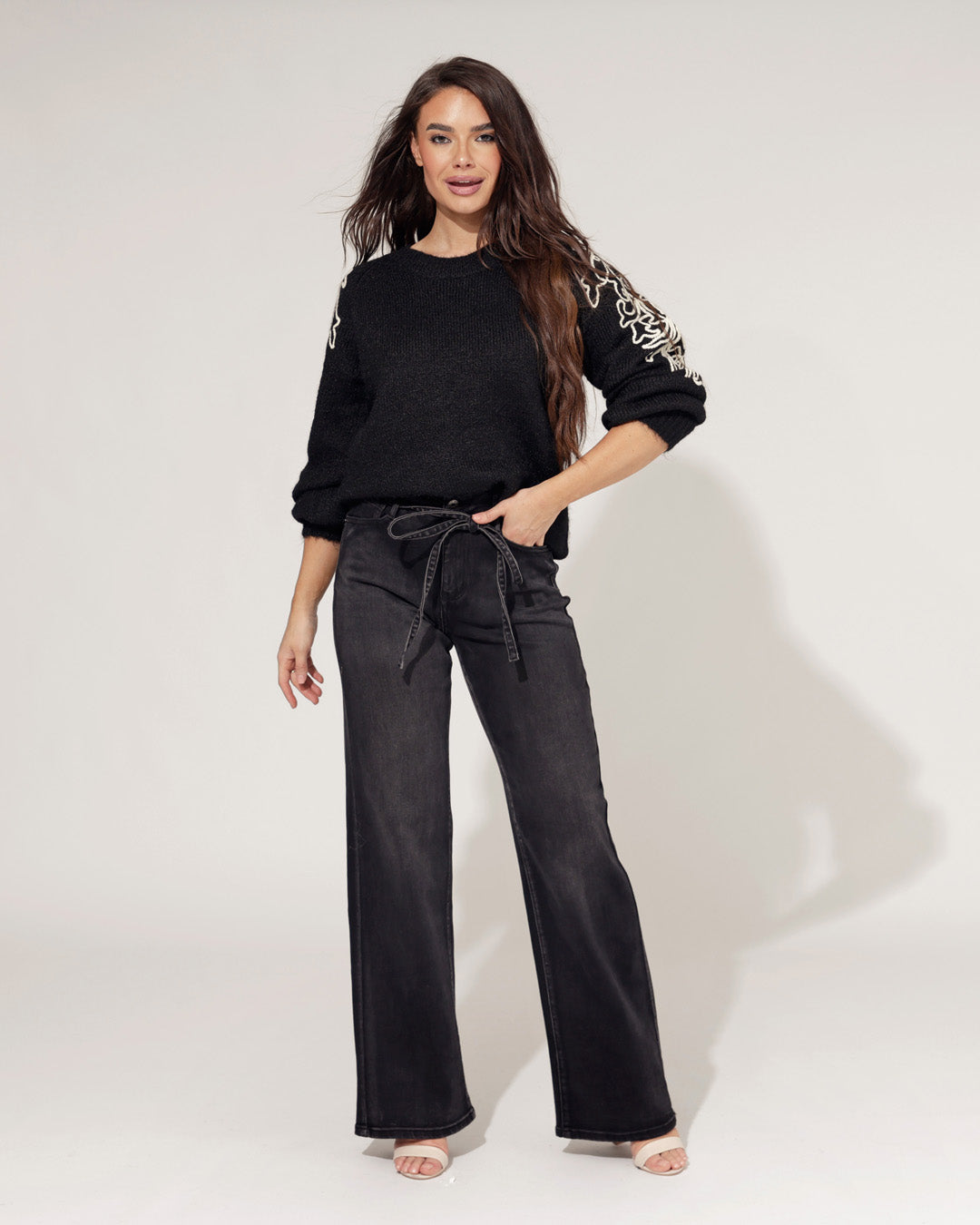 Laulia | Straight jeans Loua-3 Donkergrijs