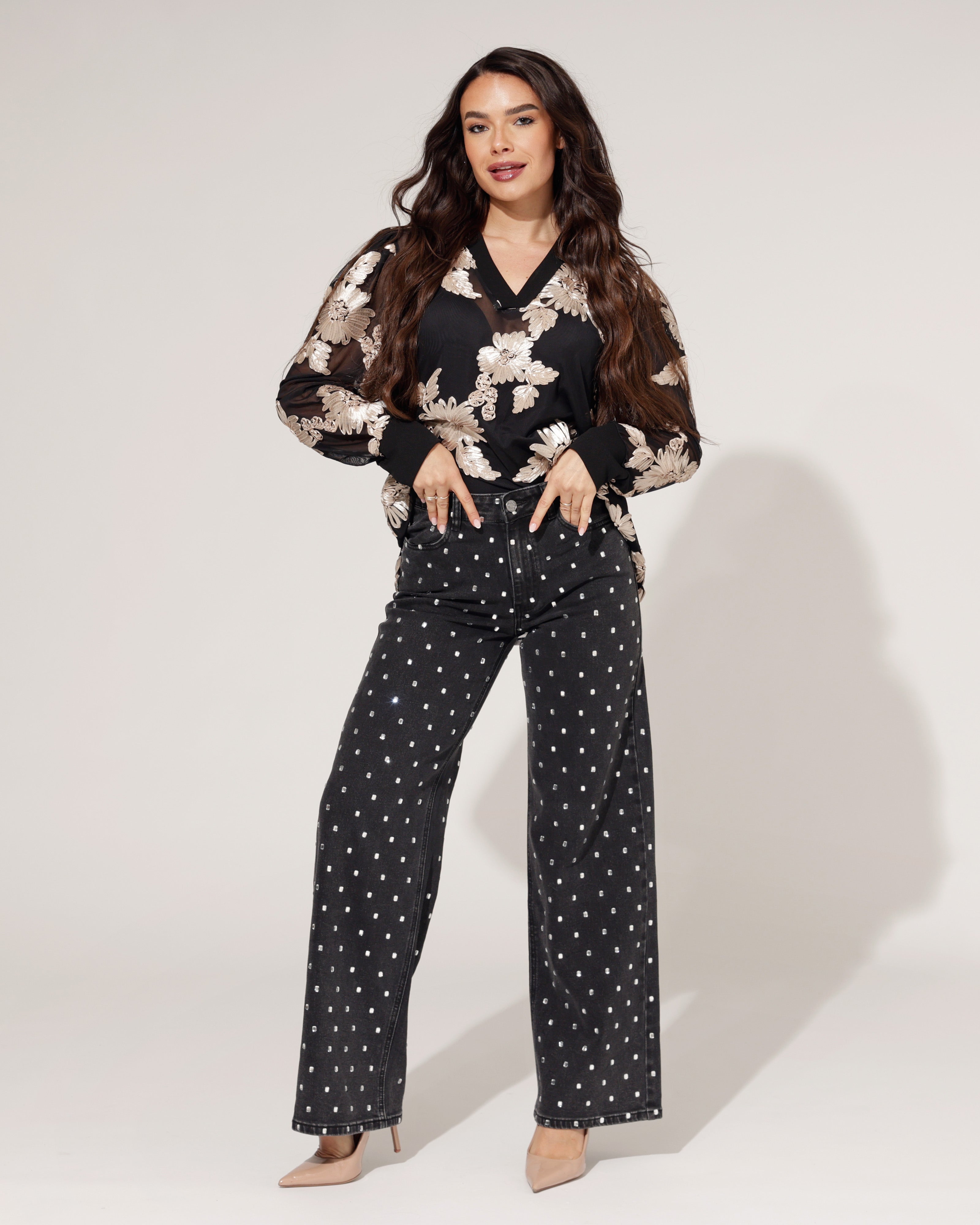 Top Cheryl Zwart/ Goud