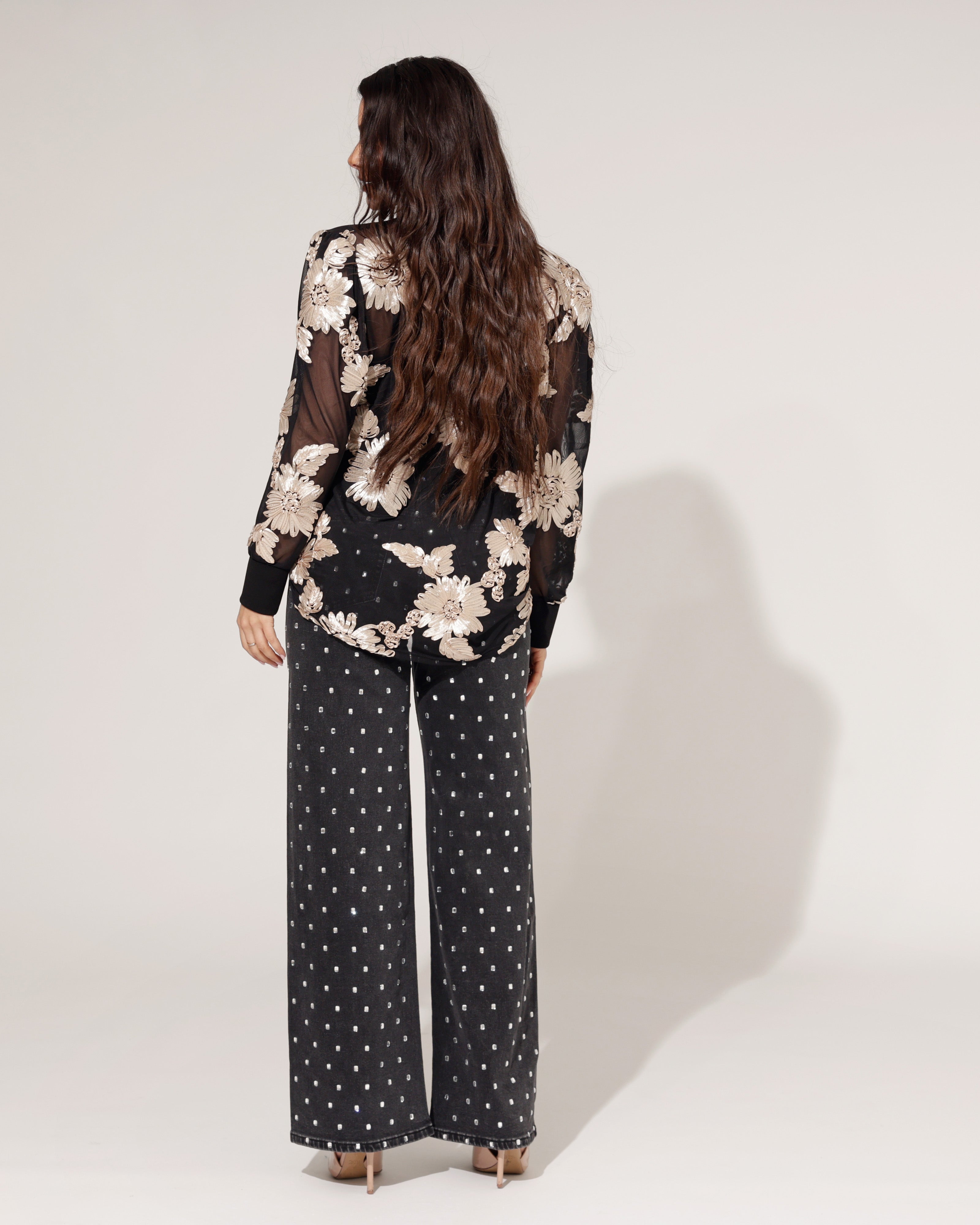 Top Cheryl Zwart/ Goud