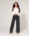 Queen Hearts | Wide leg jeans Rhinestones all over Tina-2 Zwart/ Zilver