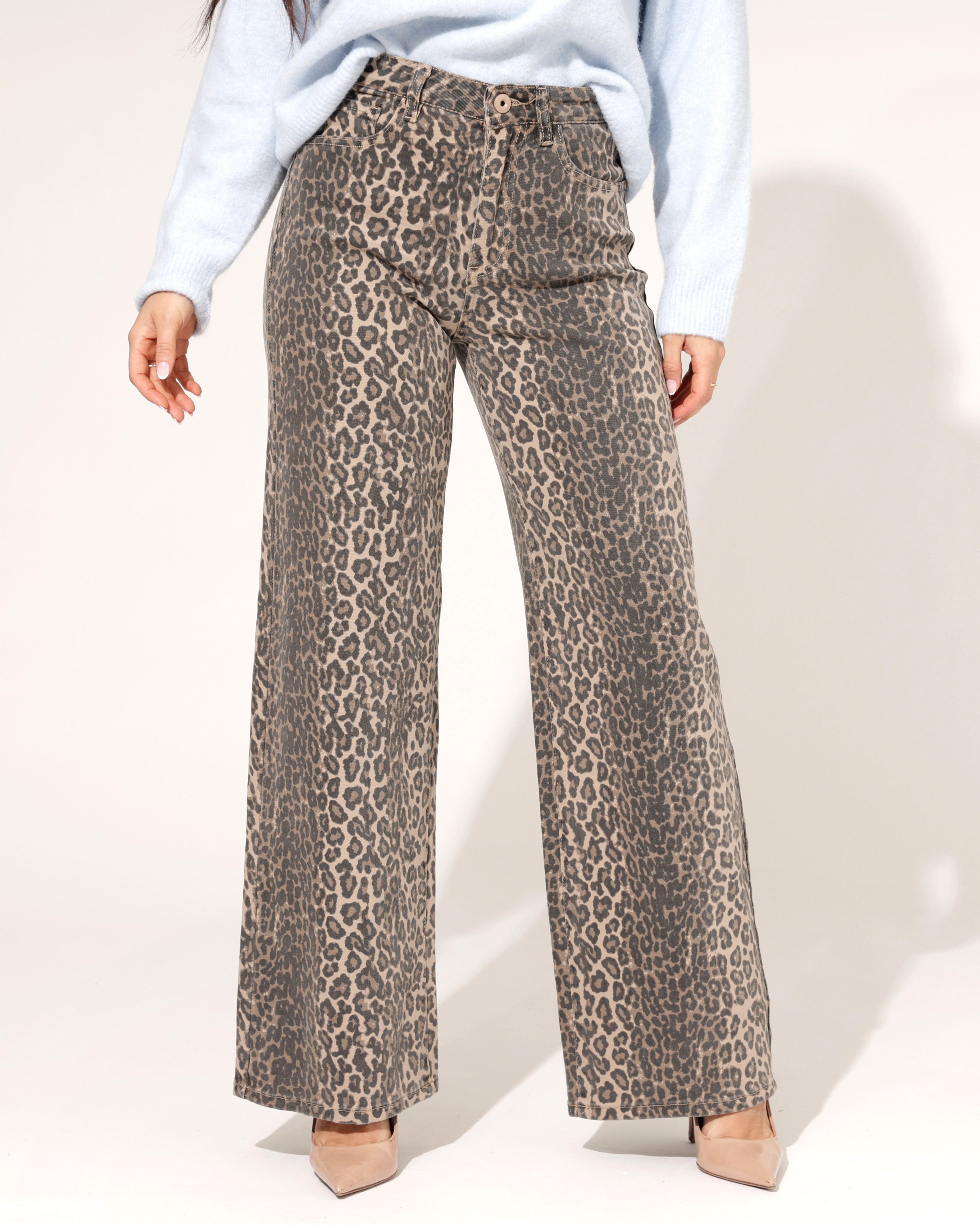 Laulia | Straight jeans, full length Siss Panter Bruin