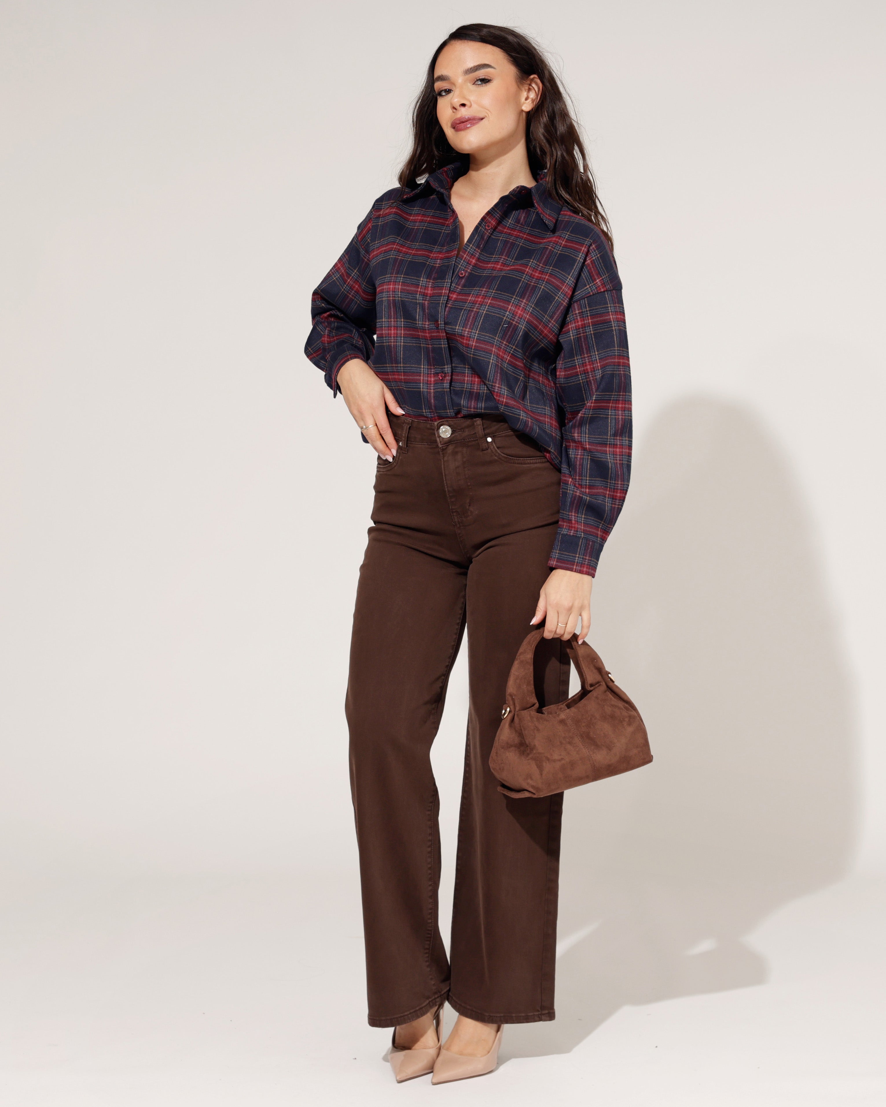 Goodies | Wide leg jeans Es-16 Donkerbruin