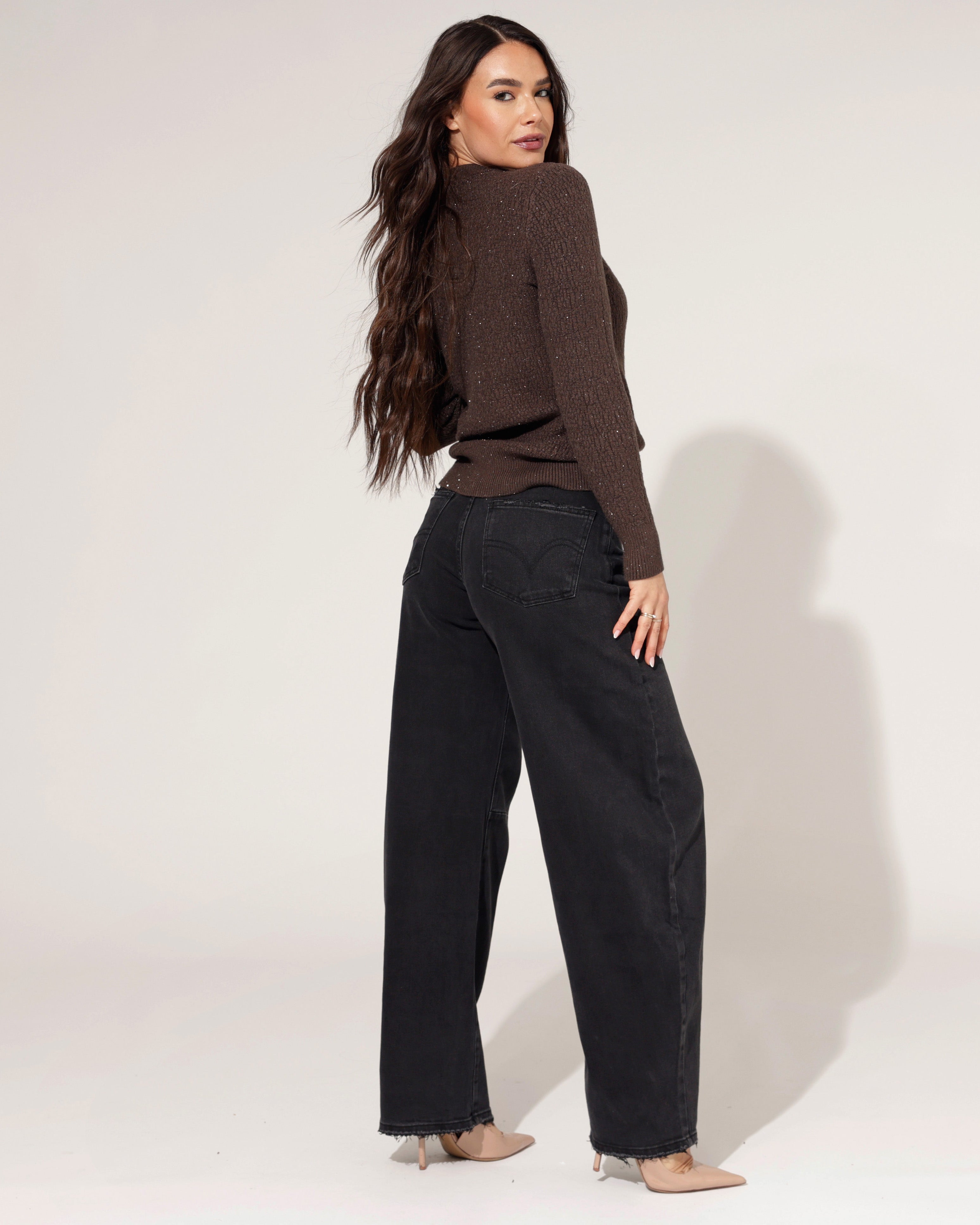 Queen Hearts | Barrel jeans Lilley-7 Zwart