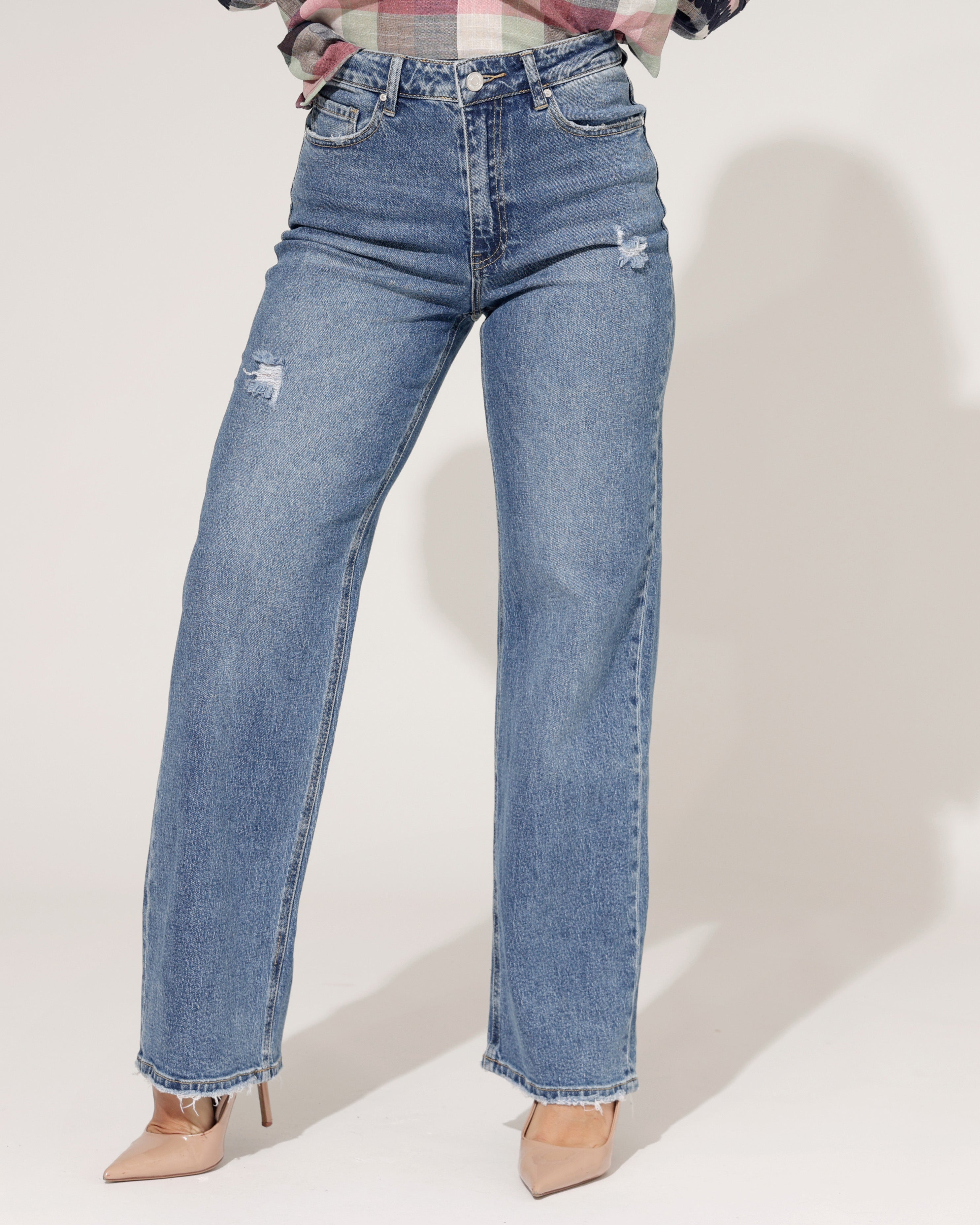 Queen Hearts | Wide leg, Straight jeans Jinney Donkerblauw