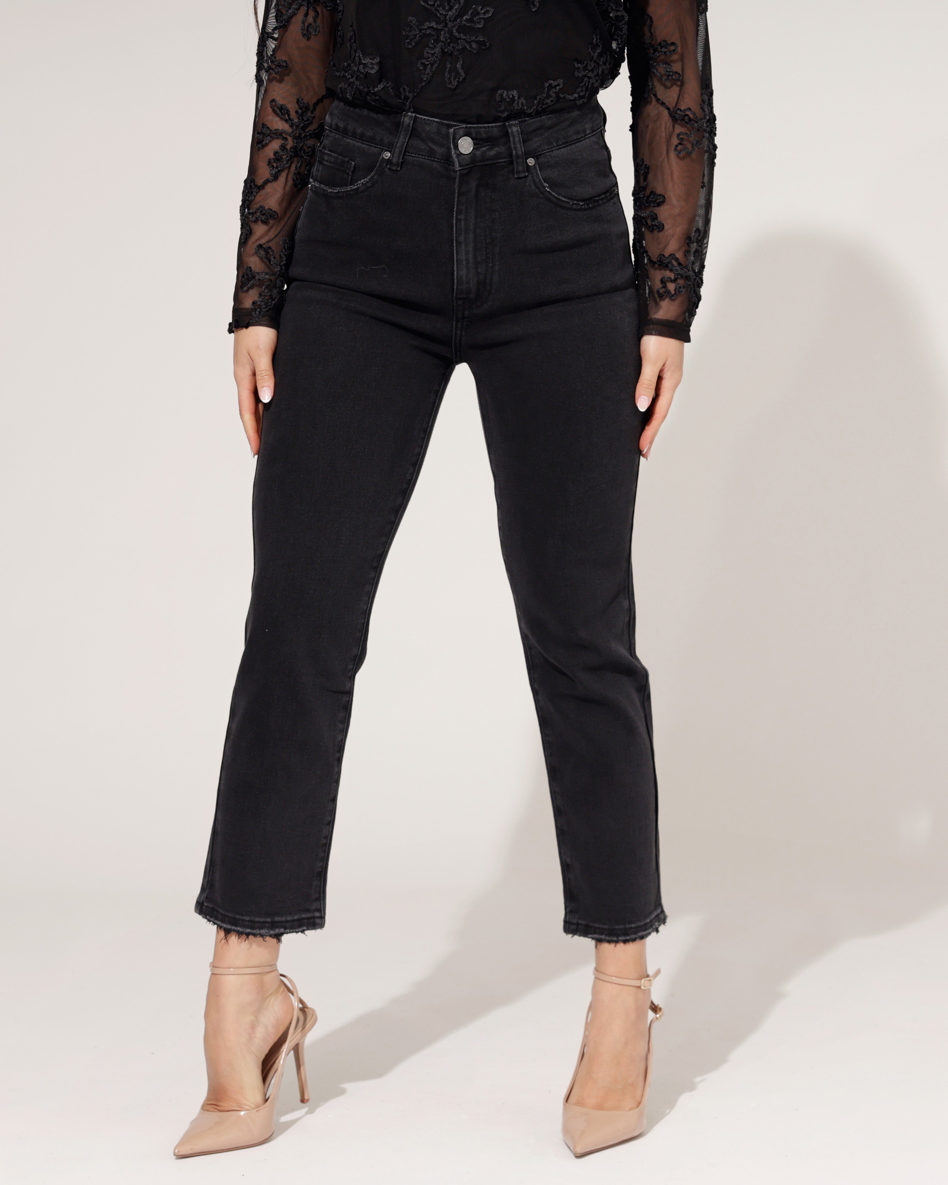 Queen Hearts | Mom jeans Rosie-15 Zwart
