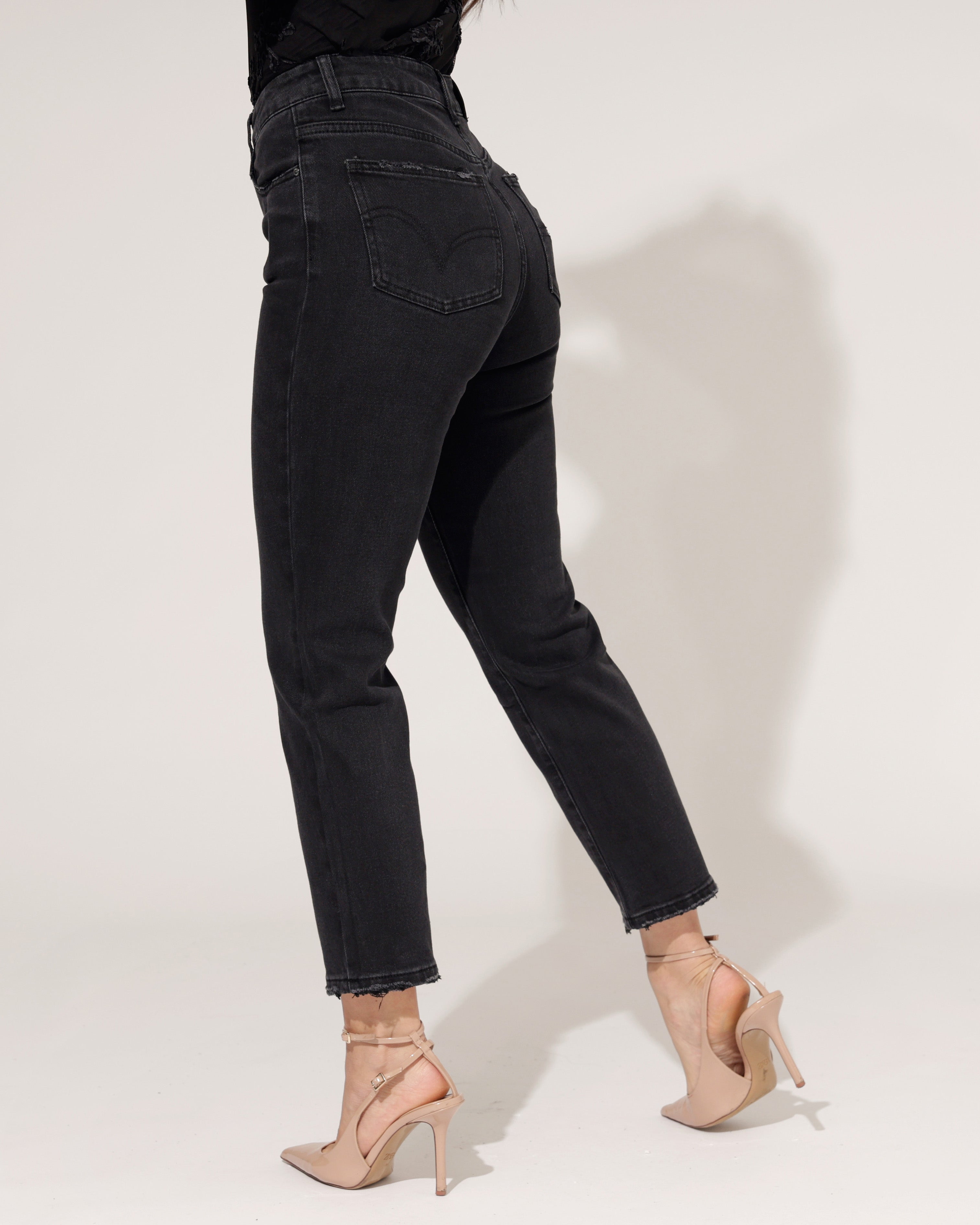 Queen Hearts | Mom jeans Rosie-15 Zwart