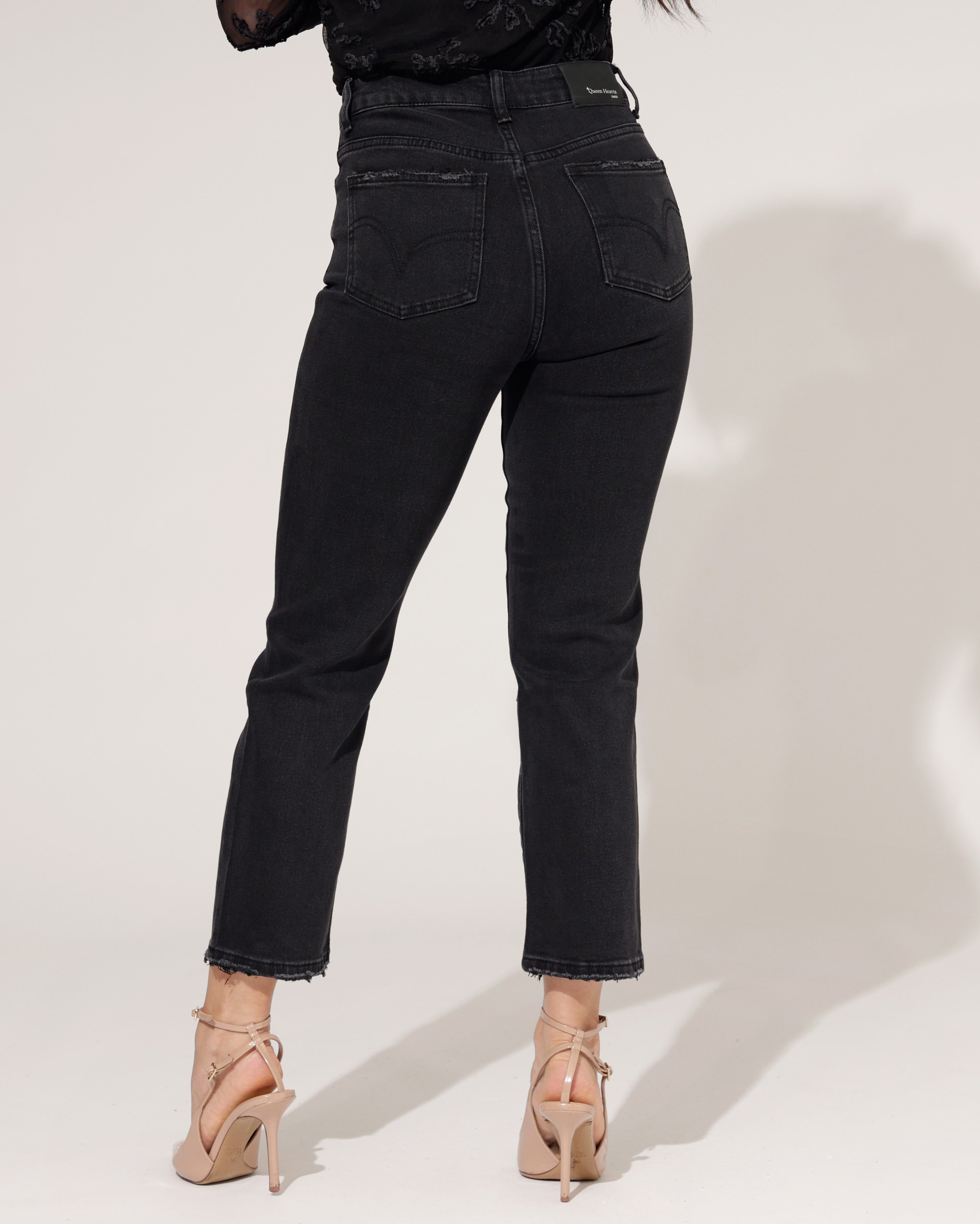 Queen Hearts | Mom jeans Rosie-15 Zwart