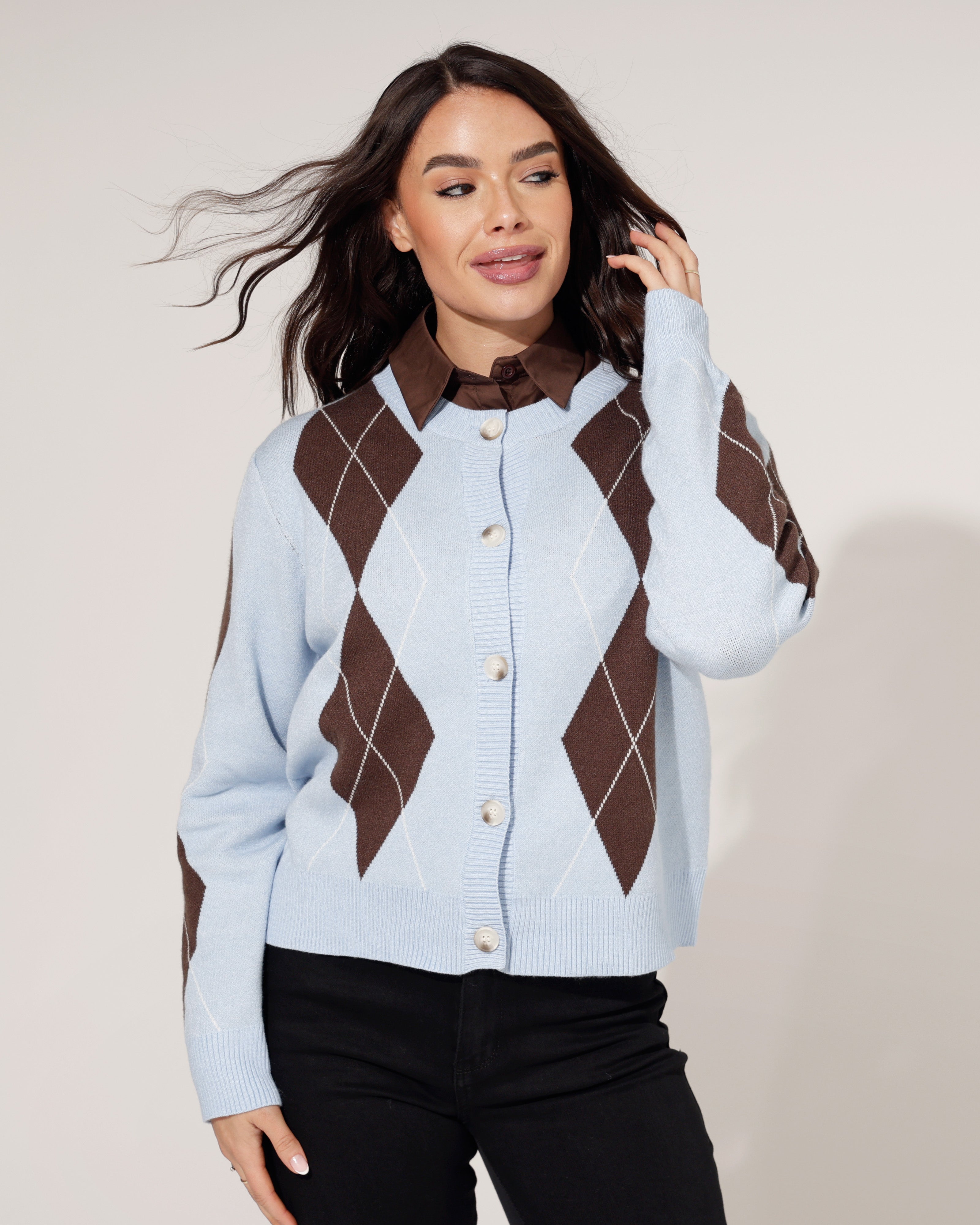 Blouse kraagje Kasey Bruin