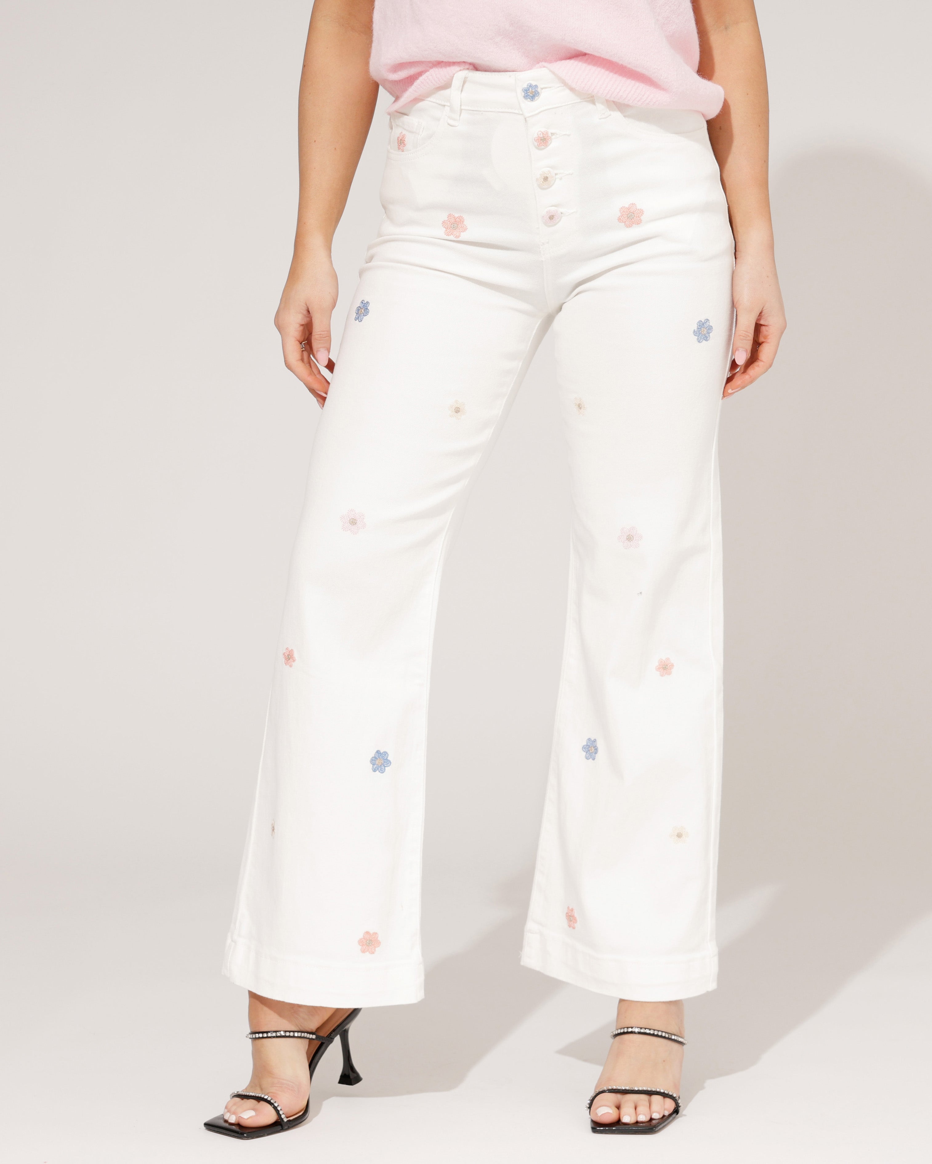 ZAC & ZOE | Wide leg jeans Flowery Wit