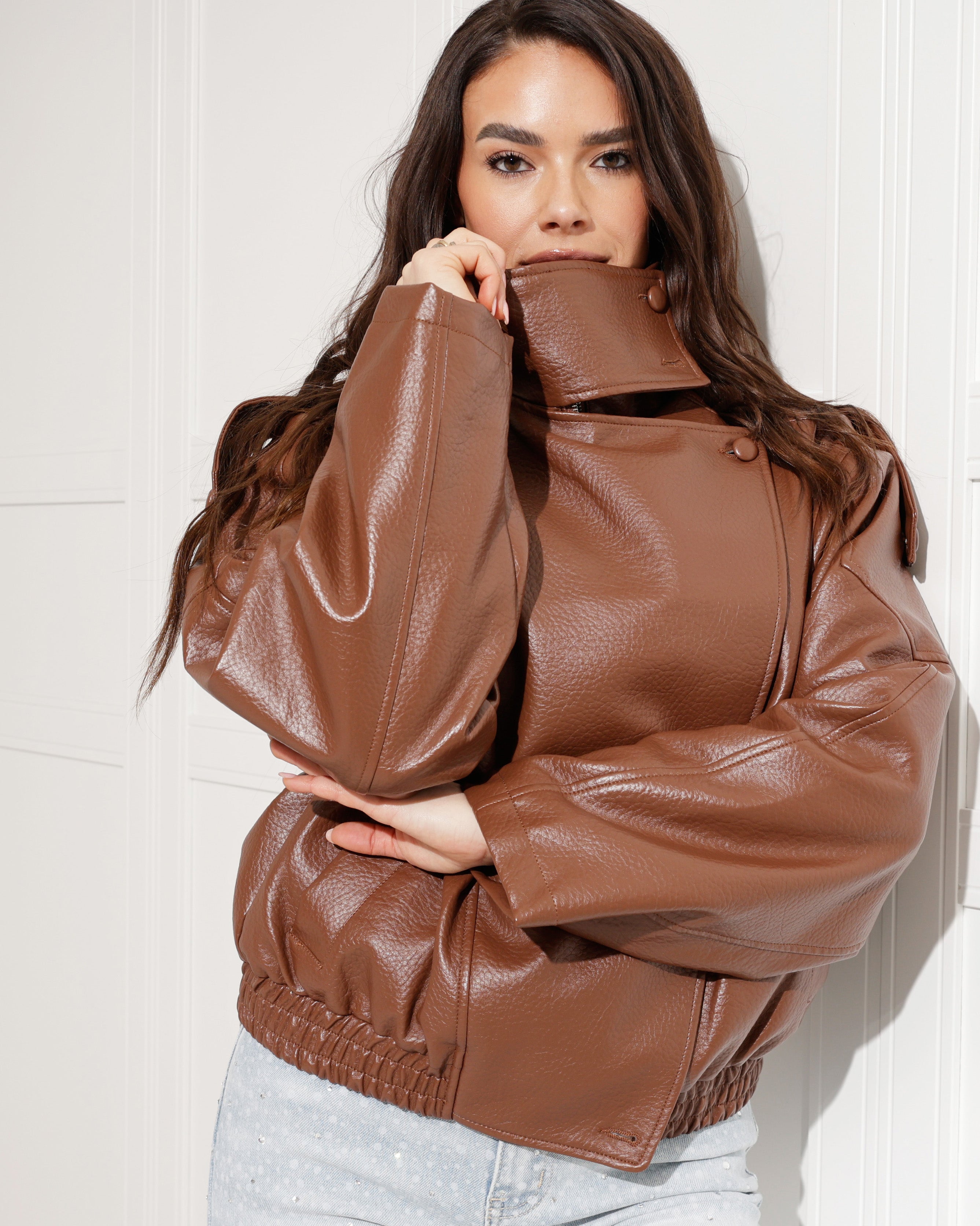 Lederen jacket Lucinde Camel