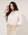 Gestreepte blouse met kant Revi Taupe