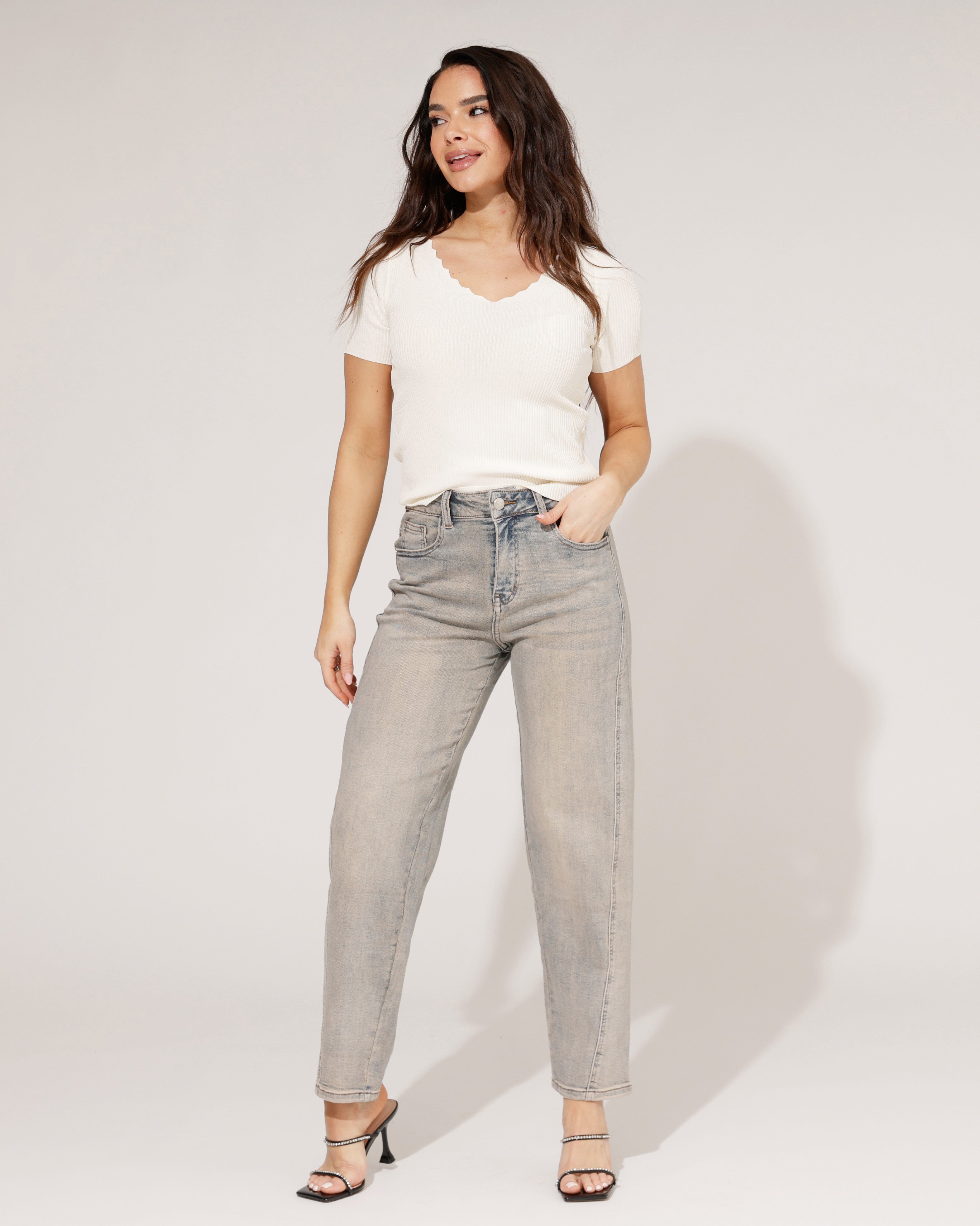 Hello Miss | Barrel jeans Lieq-3 Blauw