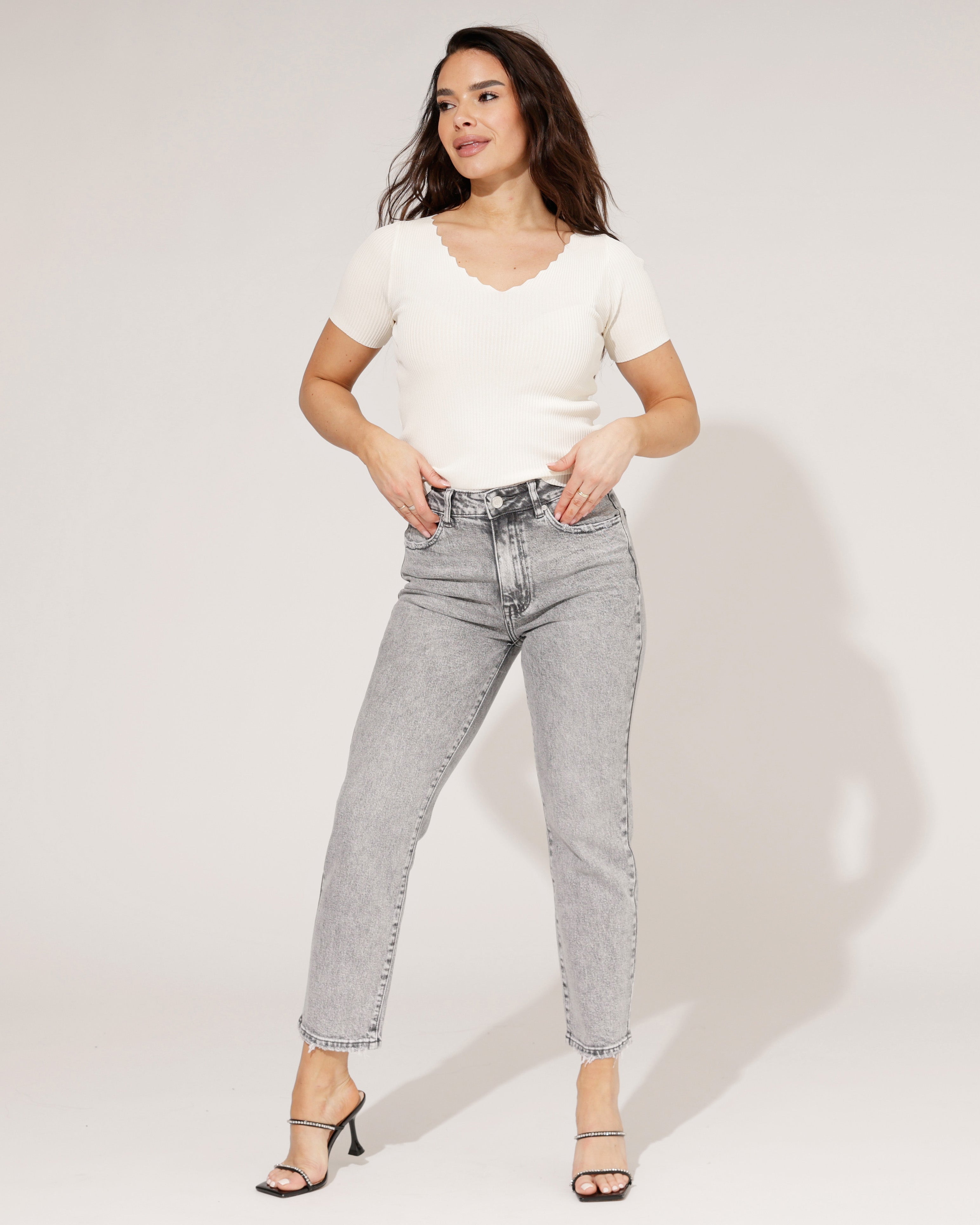 Queen Hearts | Mom jeans Rosie-11 Grijs
