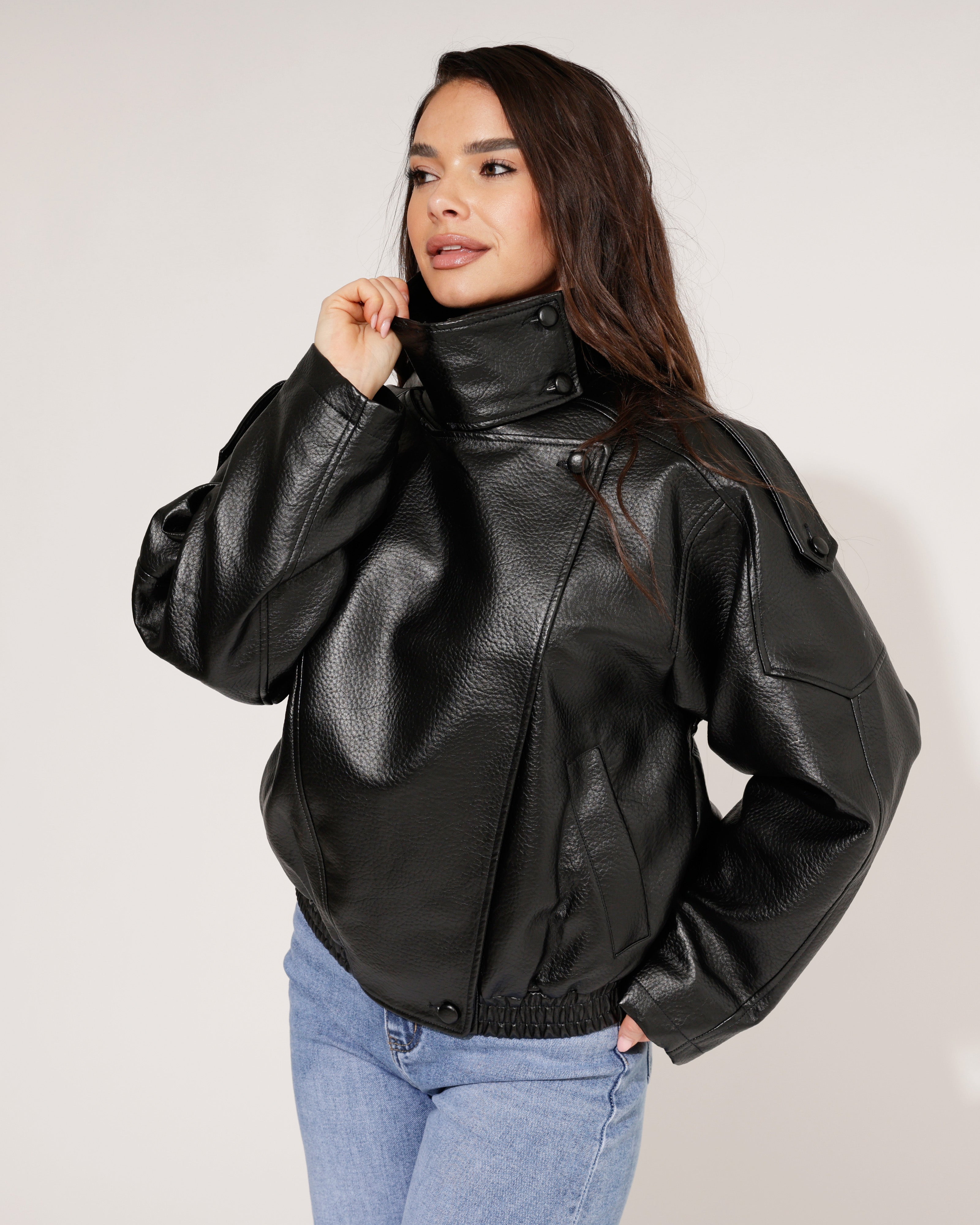 Lederen jacket Lucinde Zwart